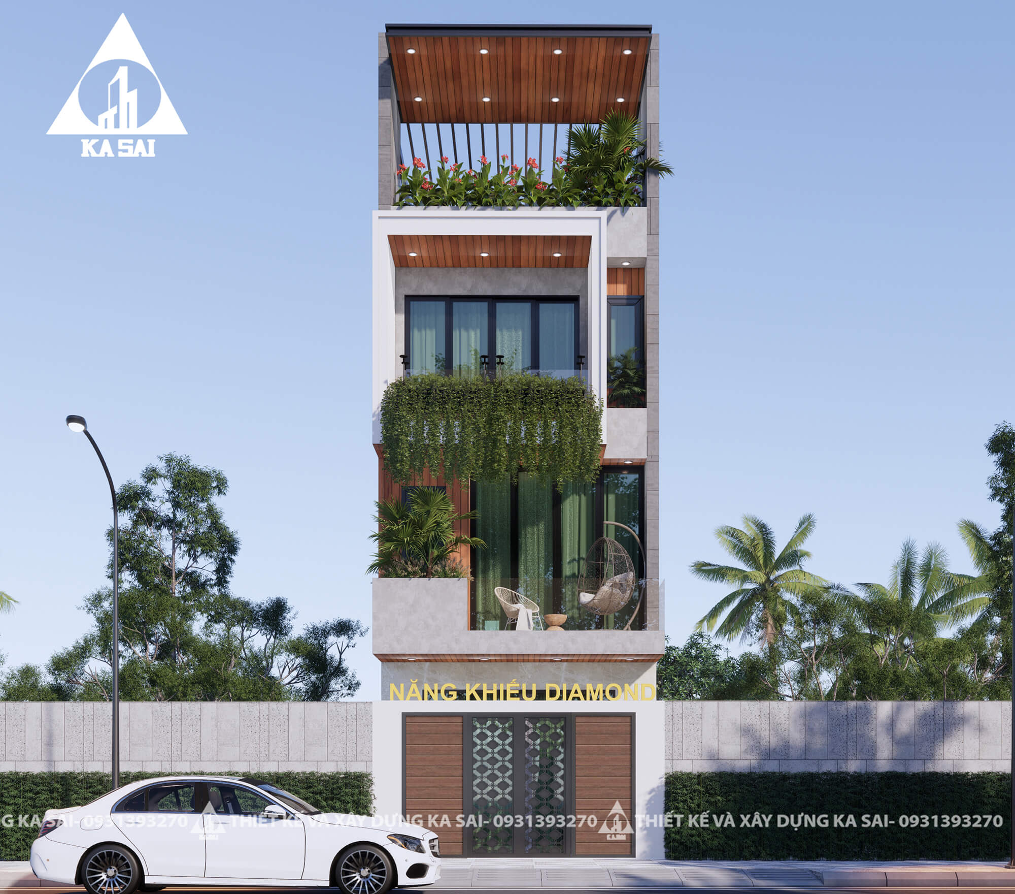 Mẫu nhà 4 tầng mặt tiền 5m kinh doanh