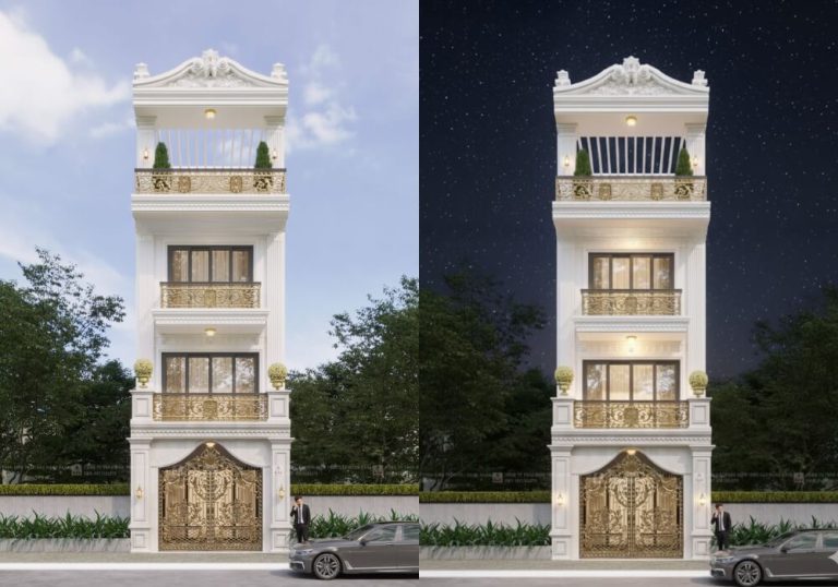 Nhà phố tân cổ điển 4 tầng đẹp 5x21m