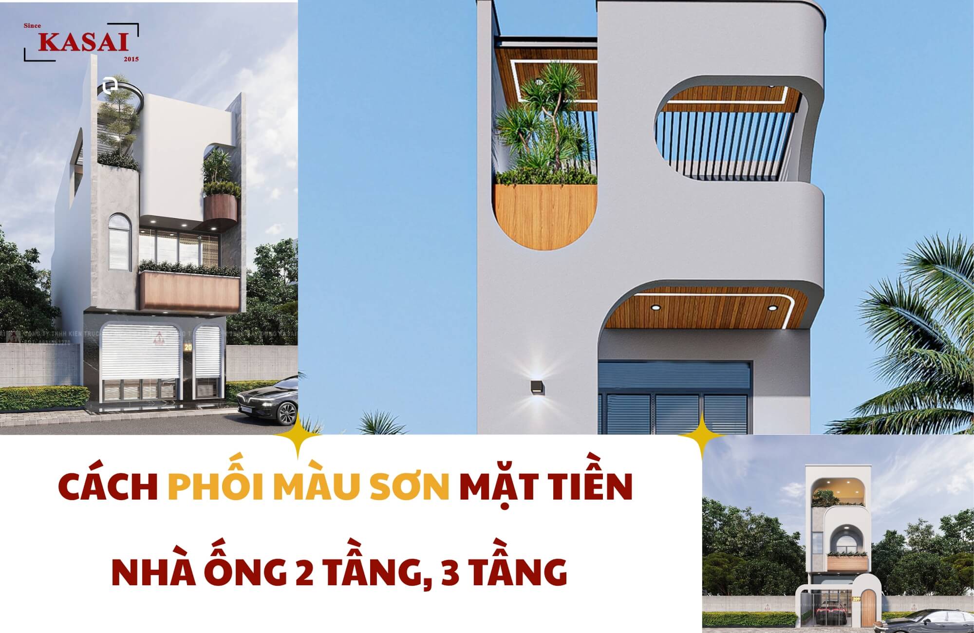 Phối màu sơn mặt tiền nhà ống 2 tầng 3 tầng