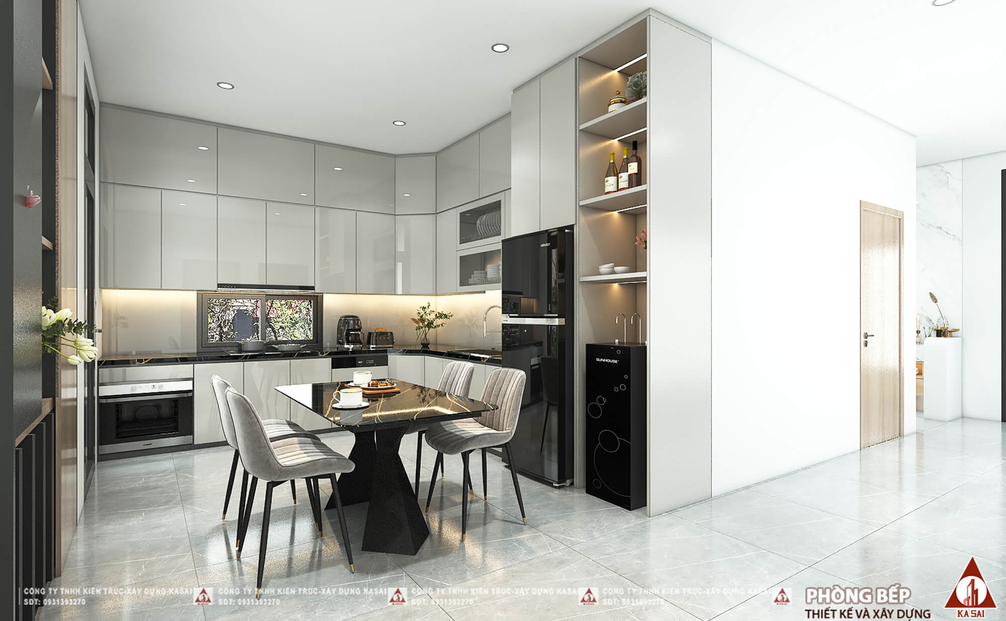 Phòng bếp nhà 1 tầng 10x15m