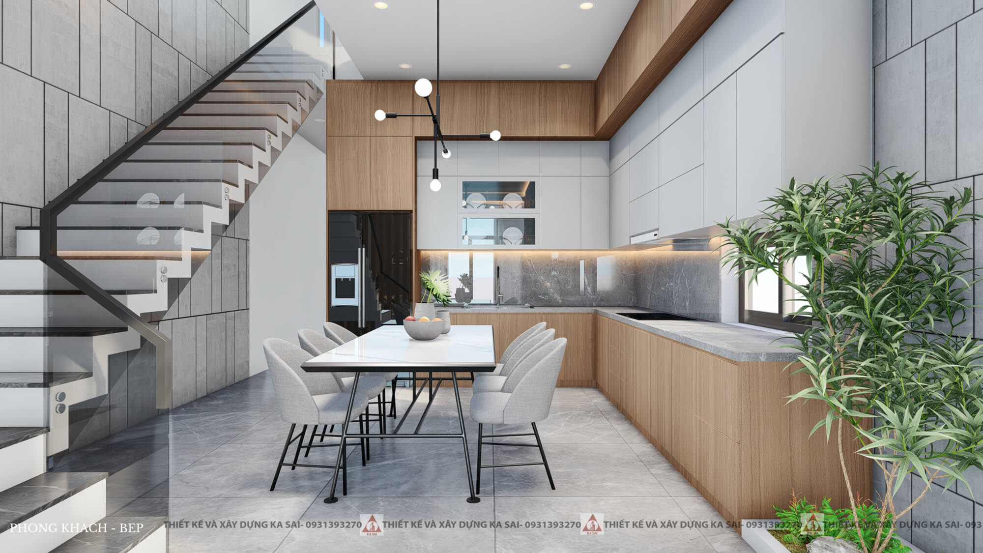 Phòng bếp mẫu nhà 2 tầng 5x20 4 phòng ngủ