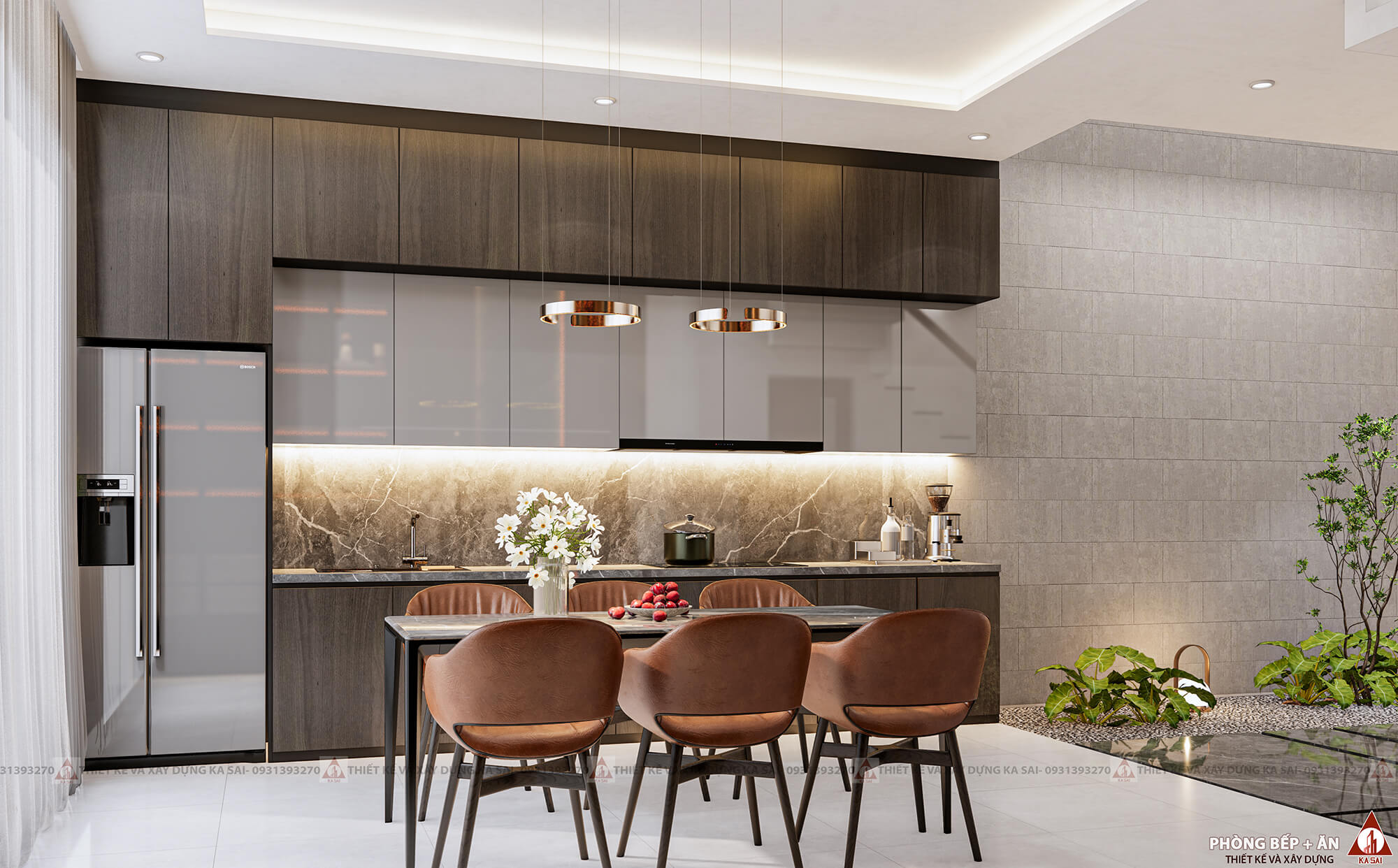 Phòng bếp mẫu nhà 5x20 hiện đại 3 tầng