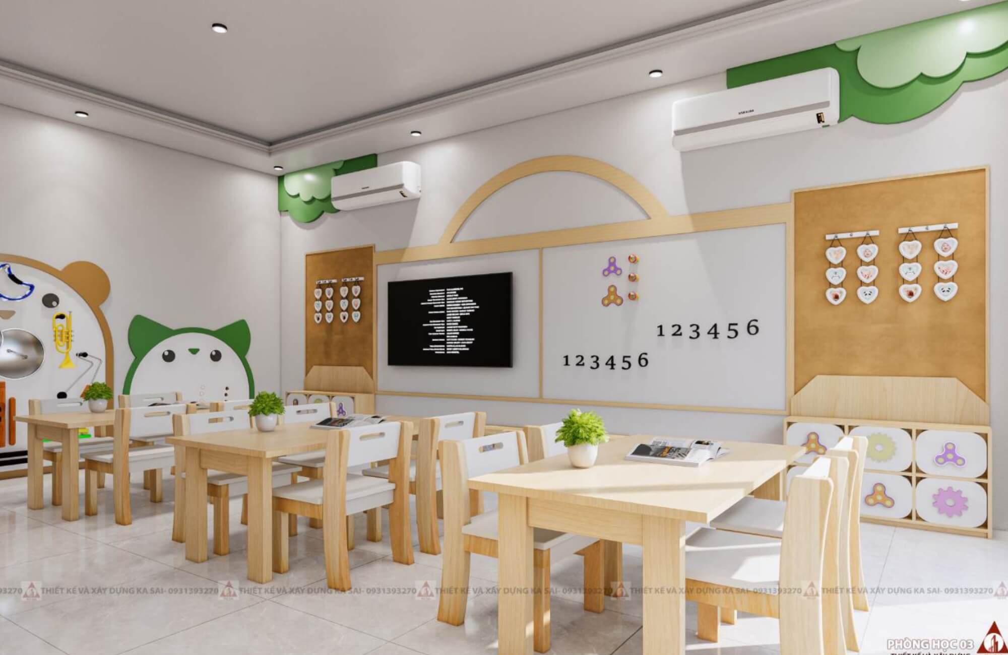 Phòng học 2 mẫu thiết kế trường mầm non đẹp