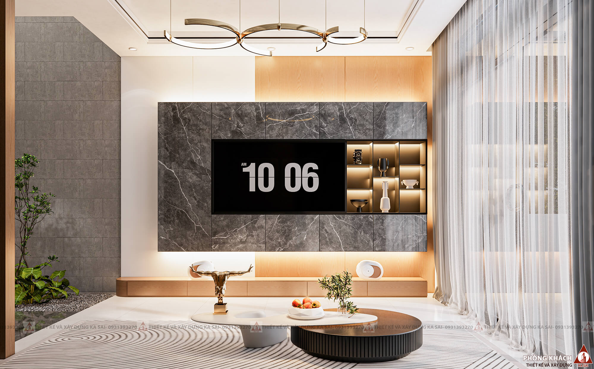 Phòng khách mẫu nhà 5x20 hiện đại 3 tầng