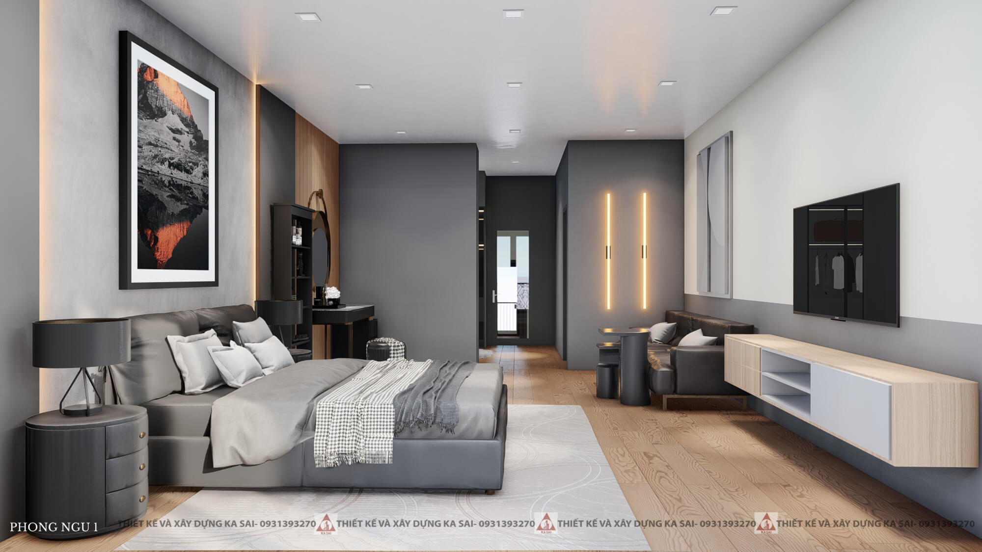 Phòng ngủ 1 nhà tân cổ điển 4 tầng đẹp 5x21m
