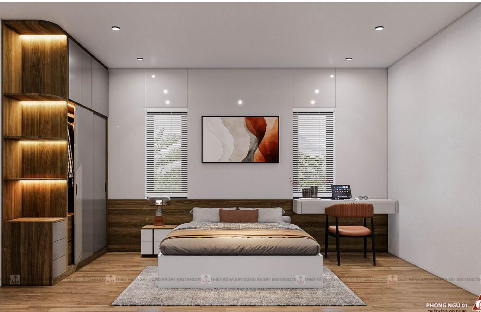 Phòng ngủ 1 7x20m thiết kế nhà ngang 7m dài 20m