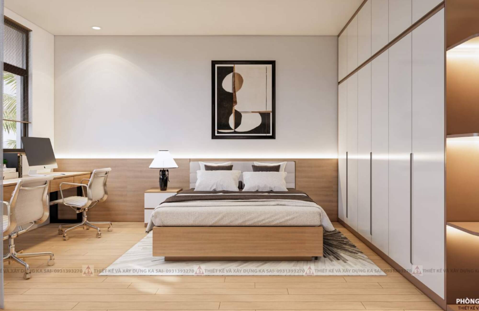 Phòng ngủ 1 mẫu nhà ống 3 tầng mặt tiền 5m 18