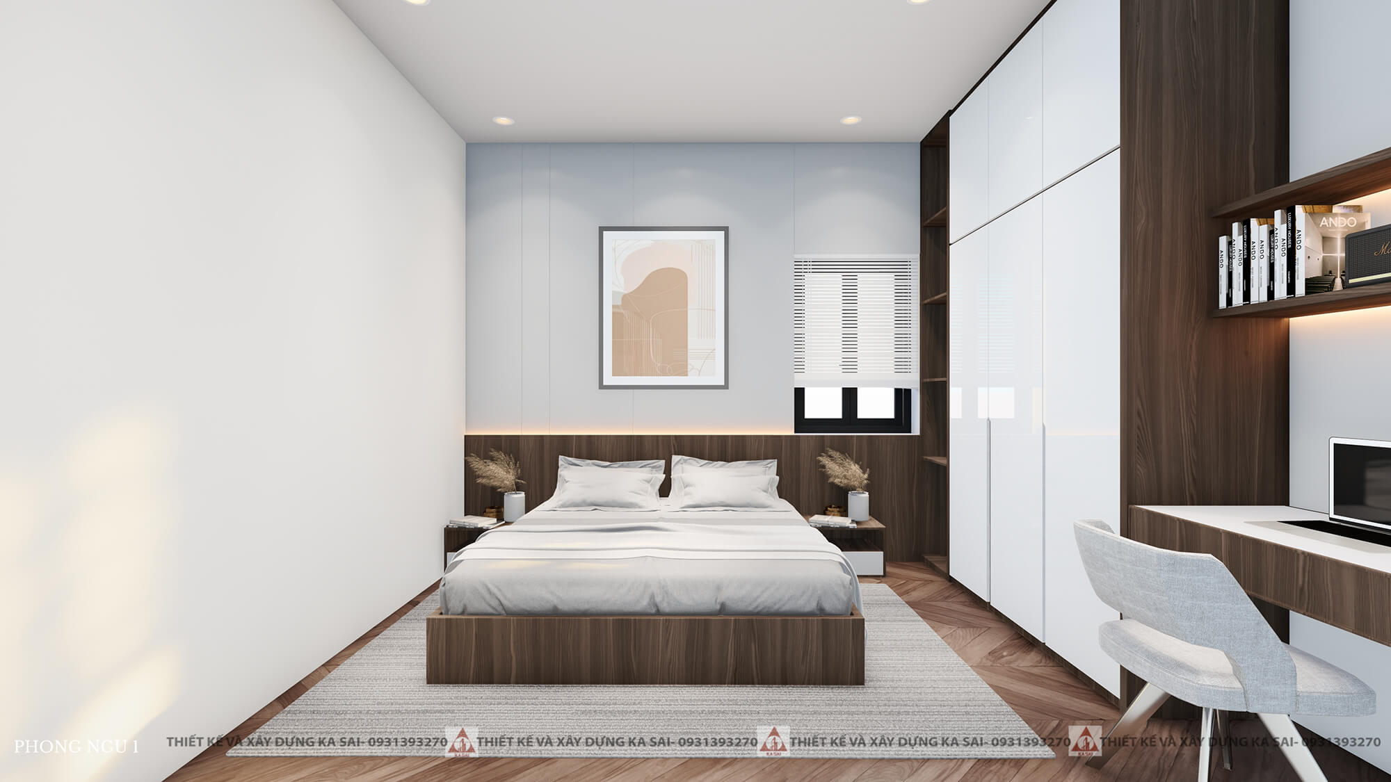 Phòng ngủ 1 nhà cấp 4 mái Nhật 3 phòng ngủ