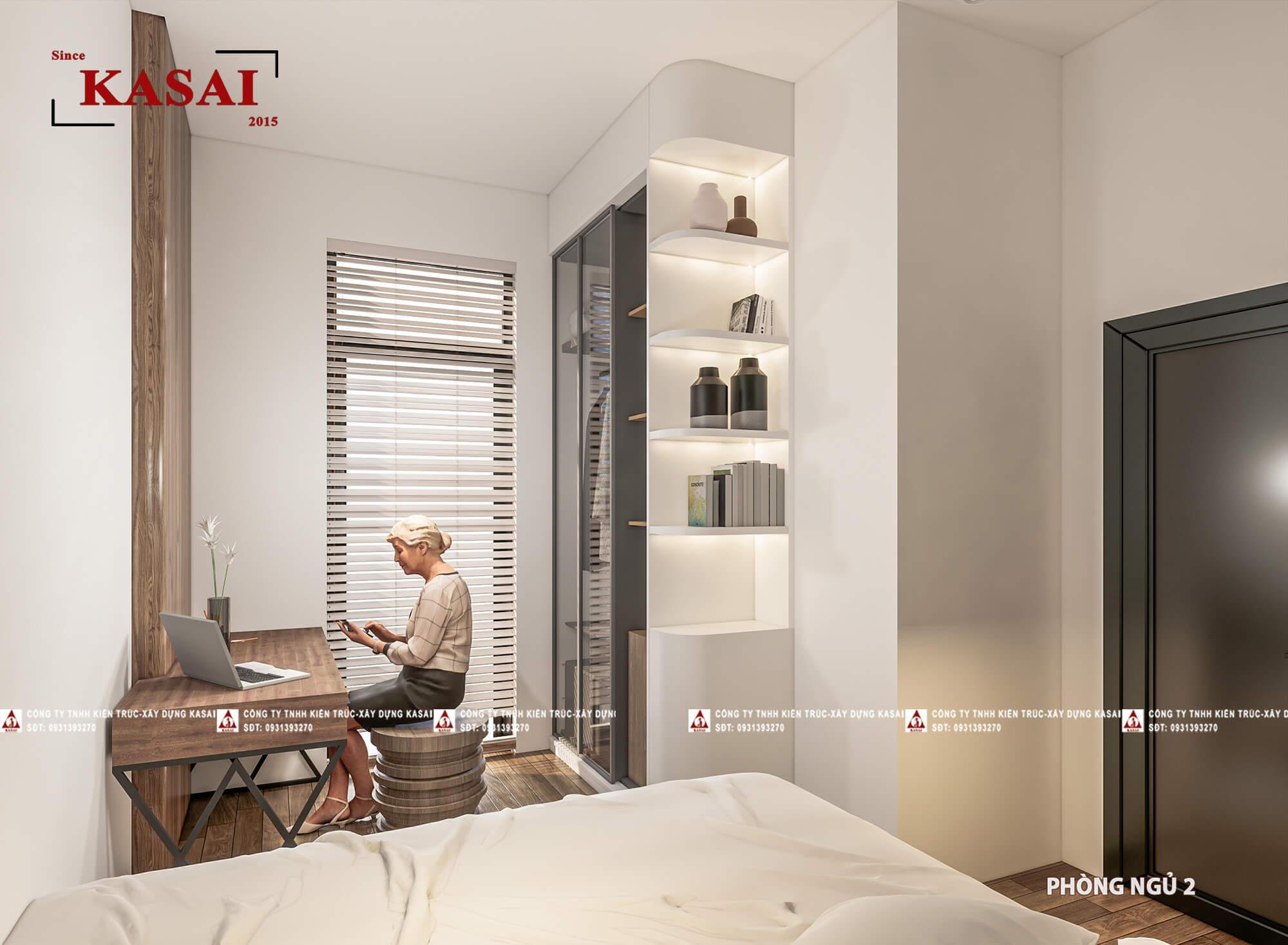 Phòng ngủ 2 biệt thự tân cổ điển 3 tầng mái Nhật
