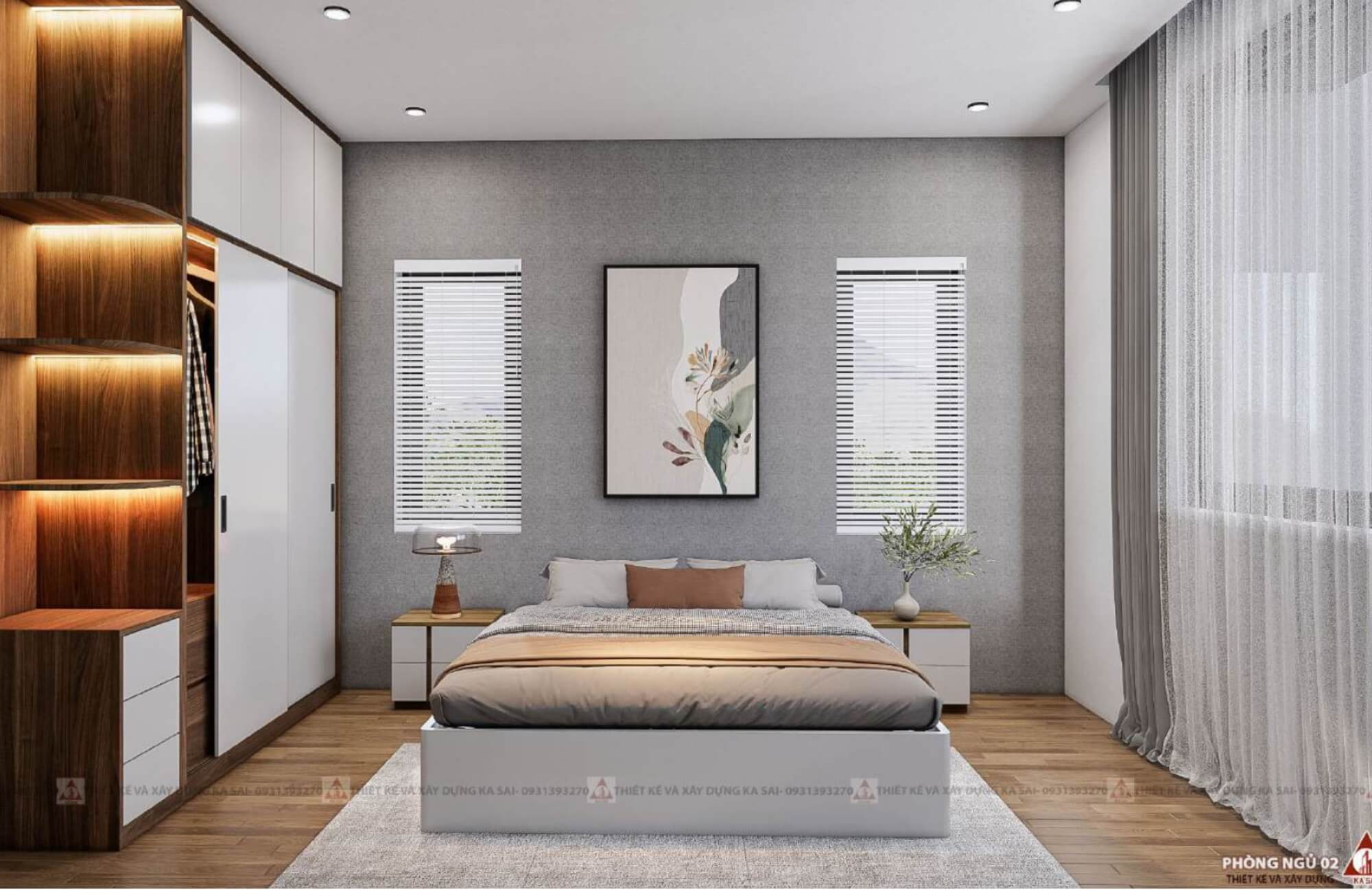Phòng ngủ 2 7x20m thiết kế nhà ngang 7m dài 20m