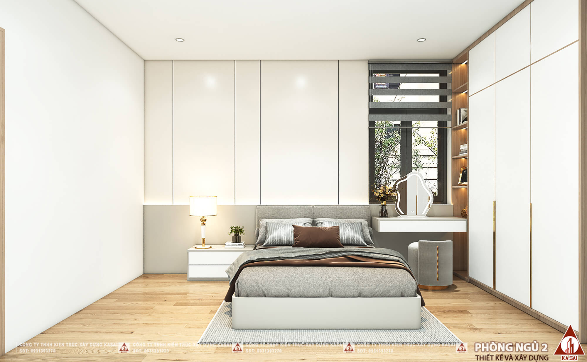 Phòng ngủ 2 nhà 1 tầng 10x15m