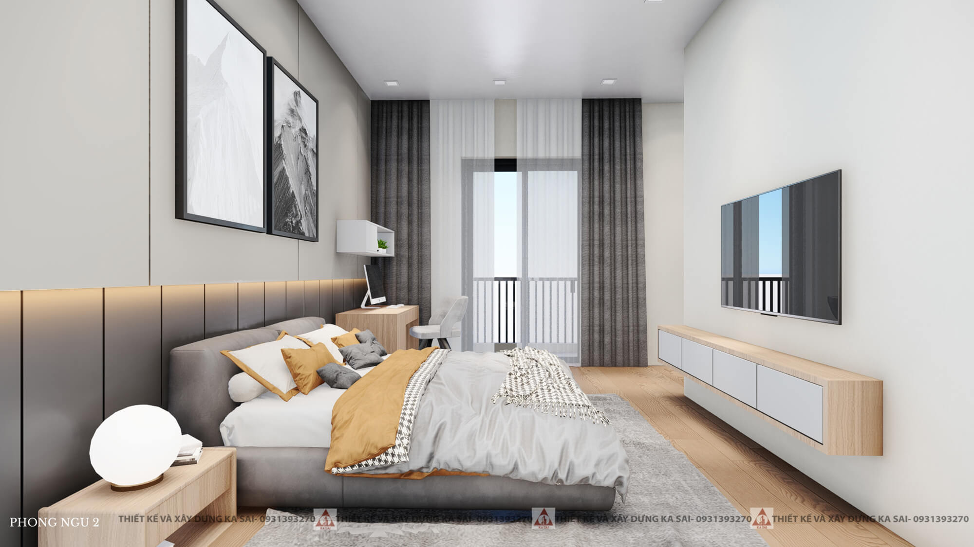 Phòng ngủ 2 nhà tân cổ điển 4 tầng đẹp 5x21m