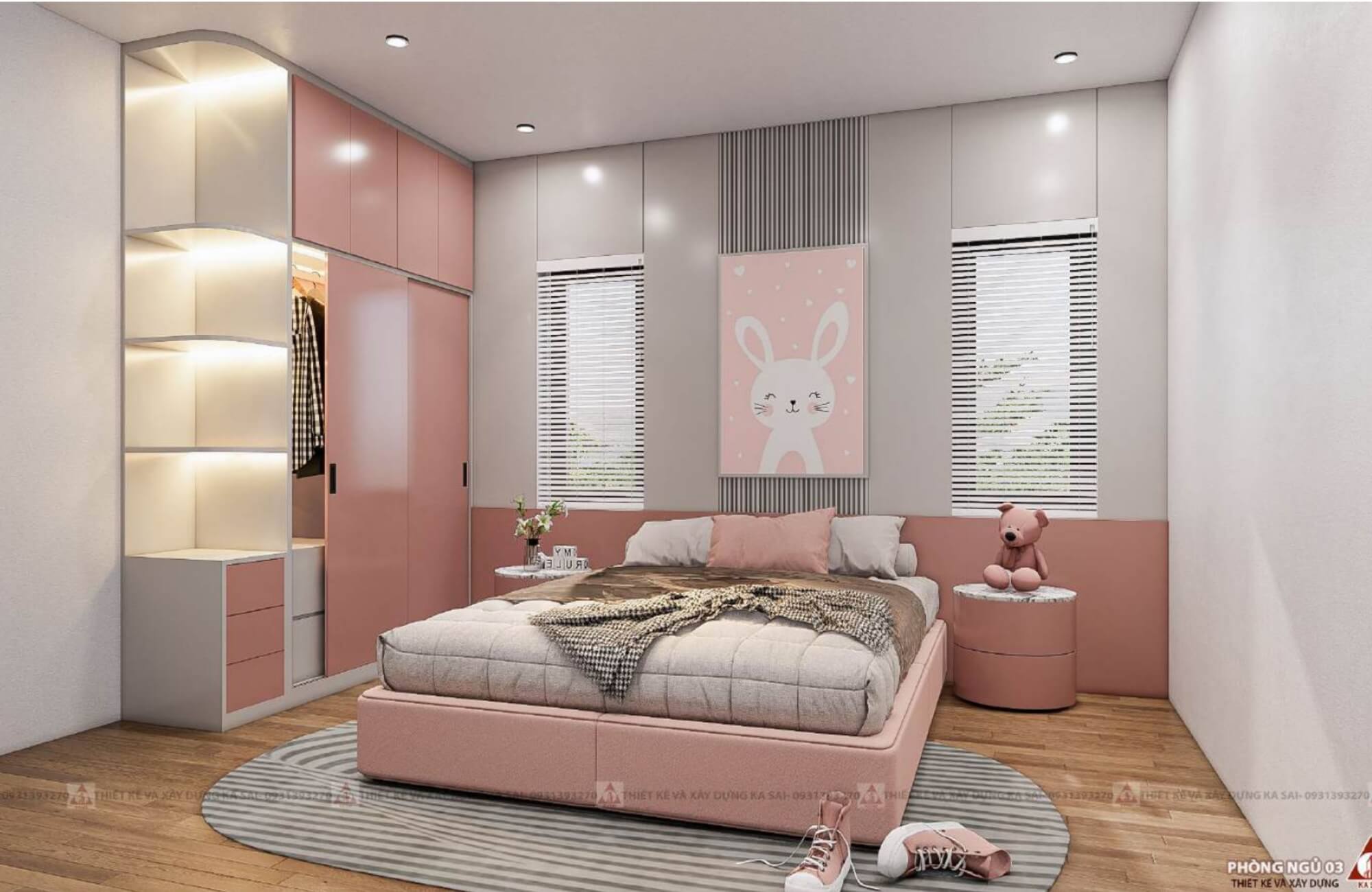 Phòng ngủ 3 7x20m thiết kế nhà ngang 7m dài 20m