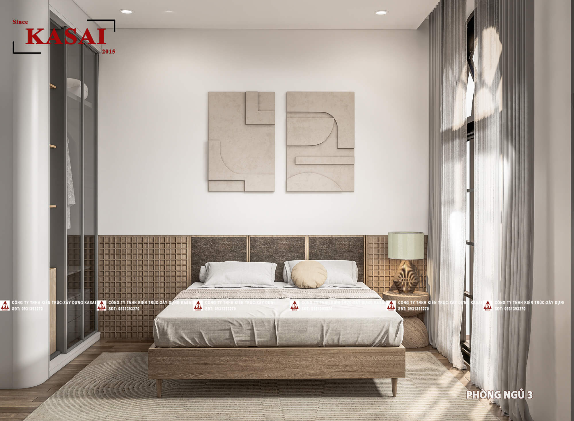 Phòng ngủ 3 biệt thự tân cổ điển 3 tầng mái Nhật