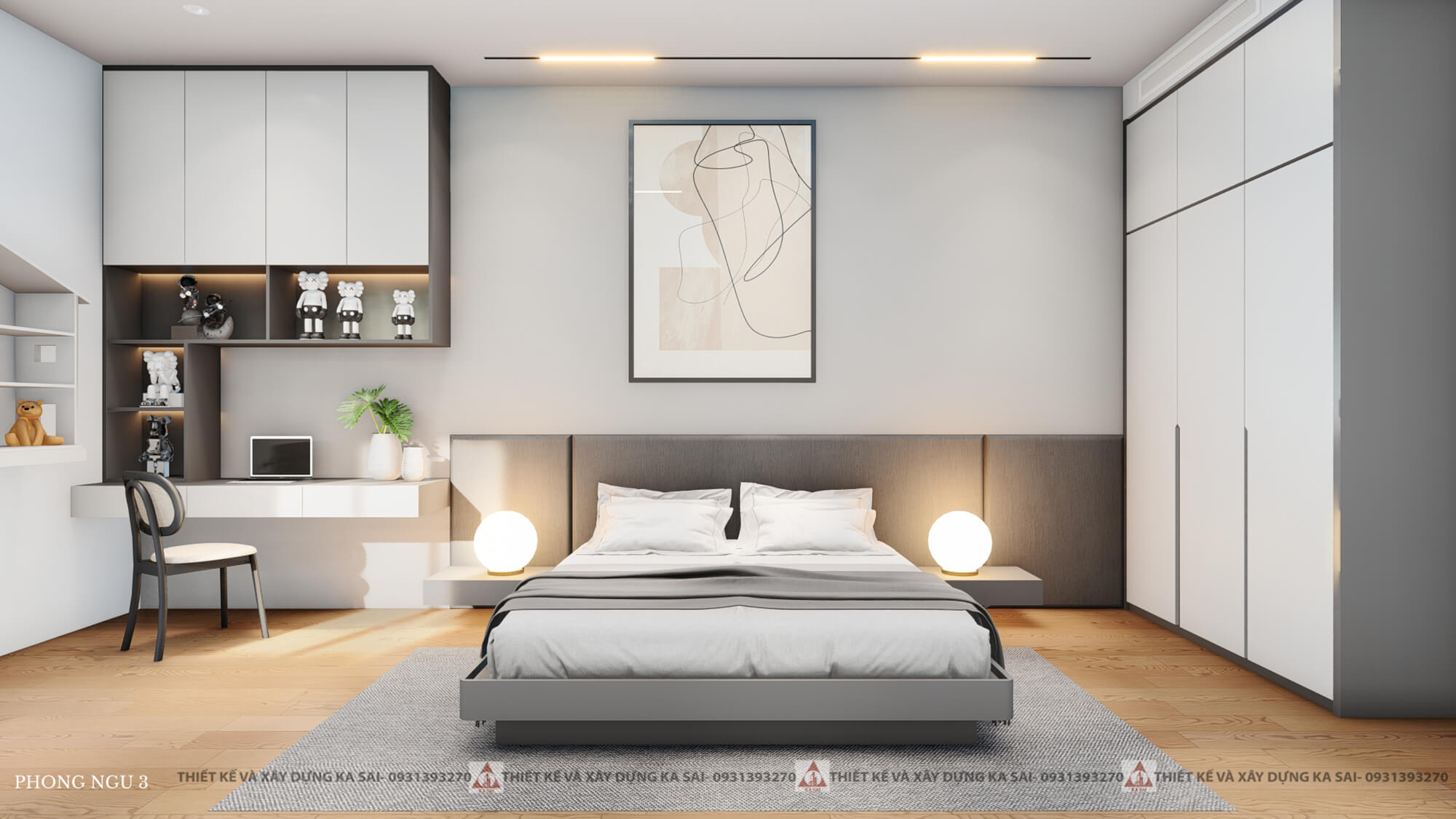 Phòng ngủ 3 nhà 2 tầng 6x20 4 phòng ngủ