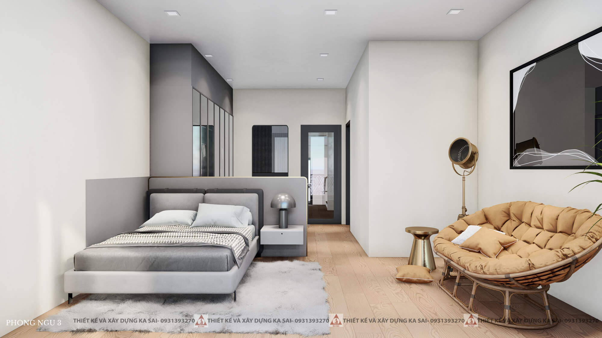 Phòng ngủ 3 nhà tân cổ điển 4 tầng đẹp 5x21m