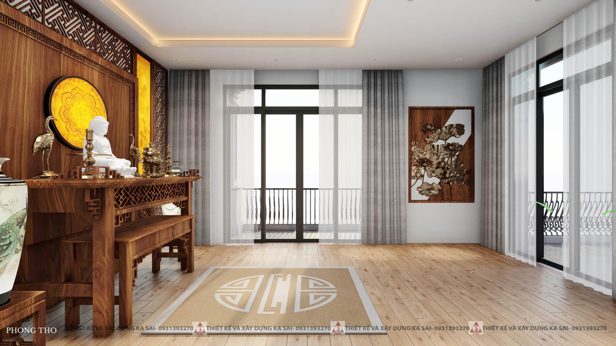 Phòng thờ 2 biệt thự 10x20 hiện đại