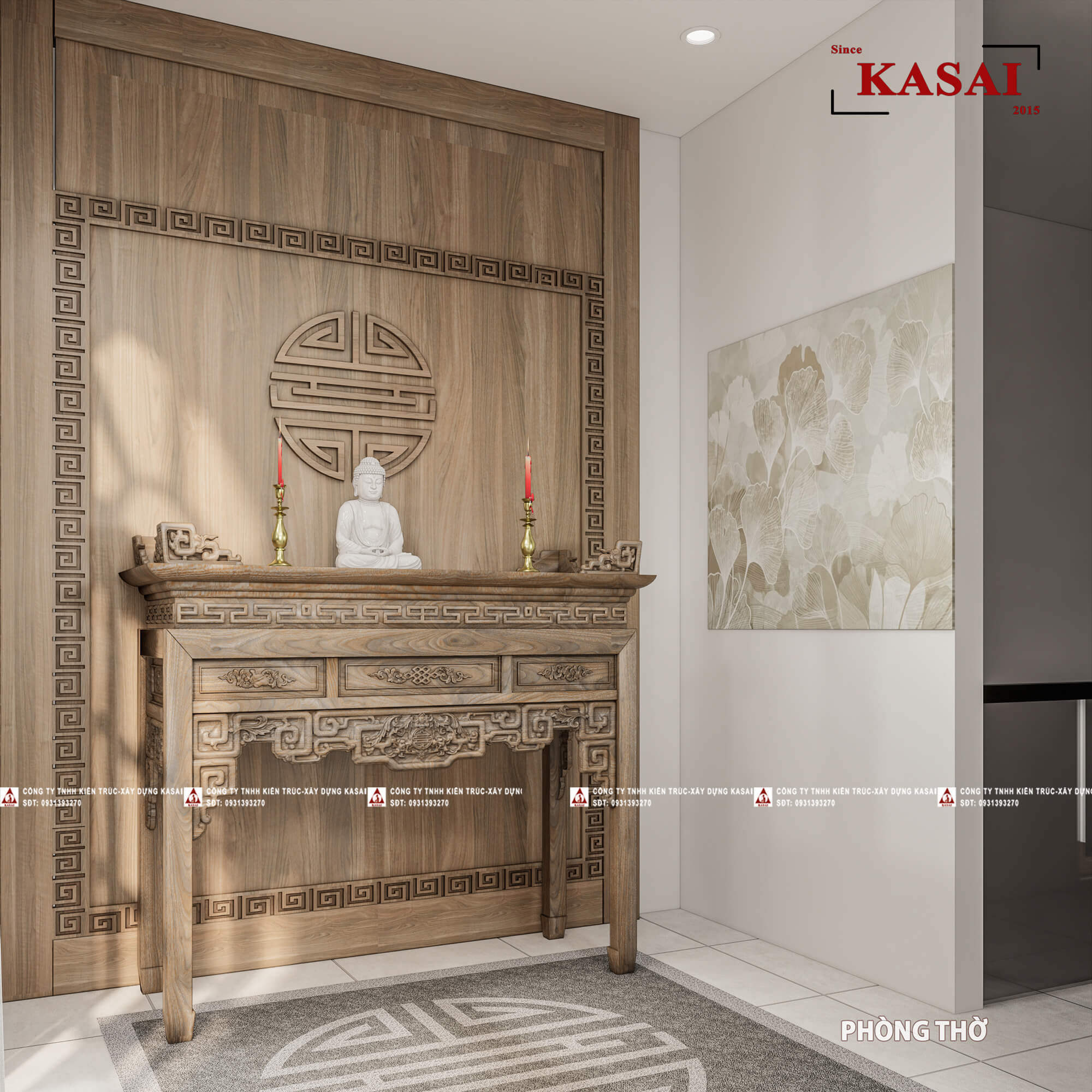 Phòng thờ biệt thự tân cổ điển 3 tầng mái Nhật