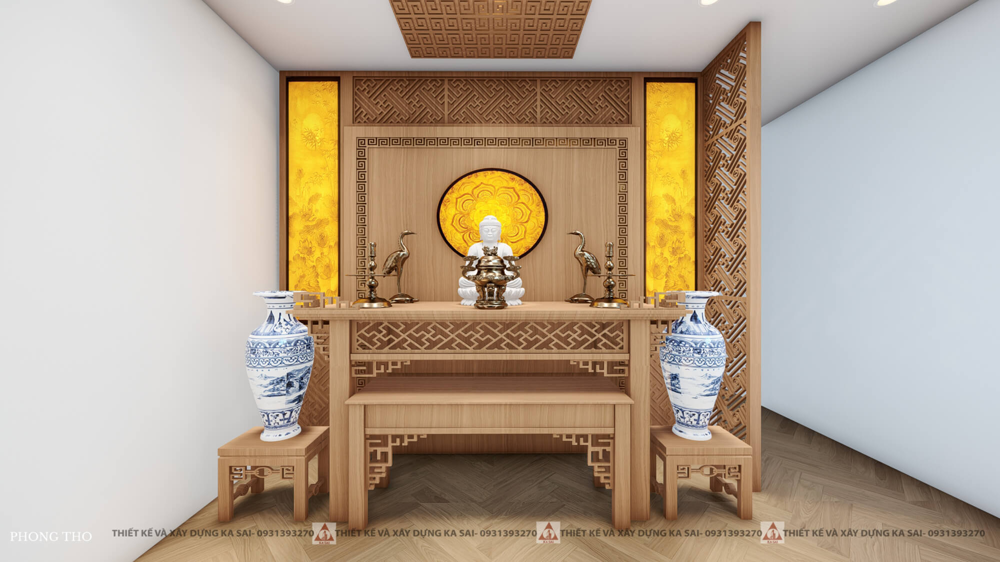 Phòng thờ mẫu nhà 2 tầng 5x20 4 phòng ngủ