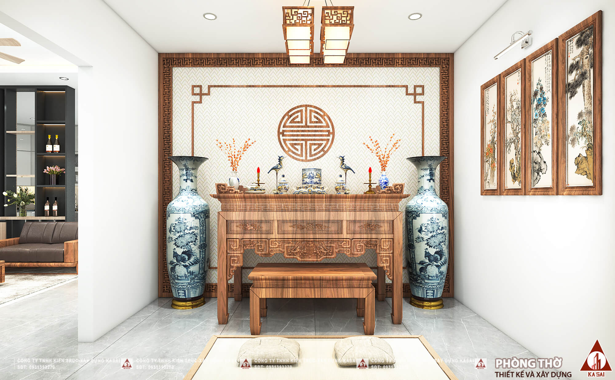 Phòng thờ nhà 1 tầng 10x15m