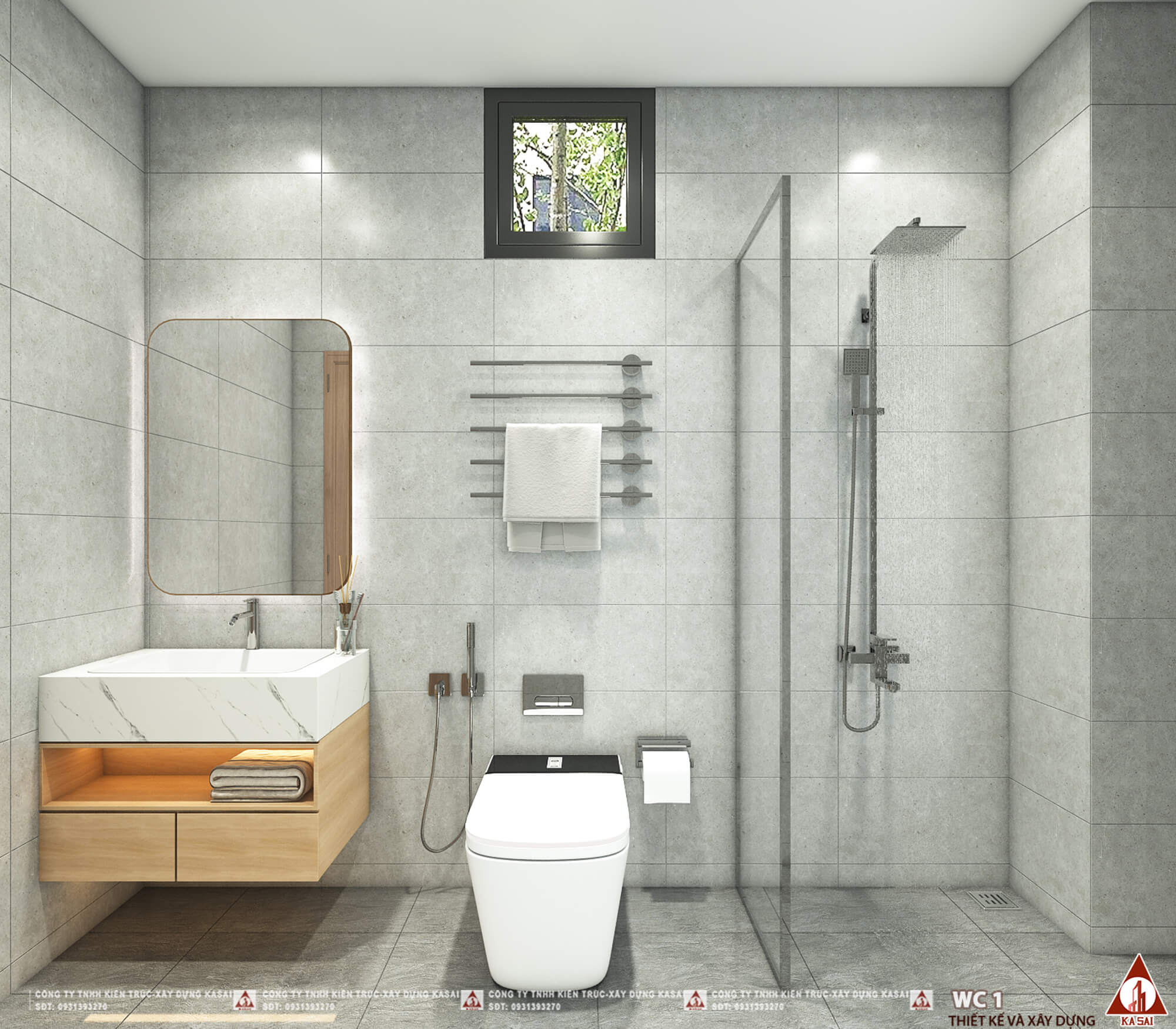 Phòng wc nhà 1 tầng 10x15m