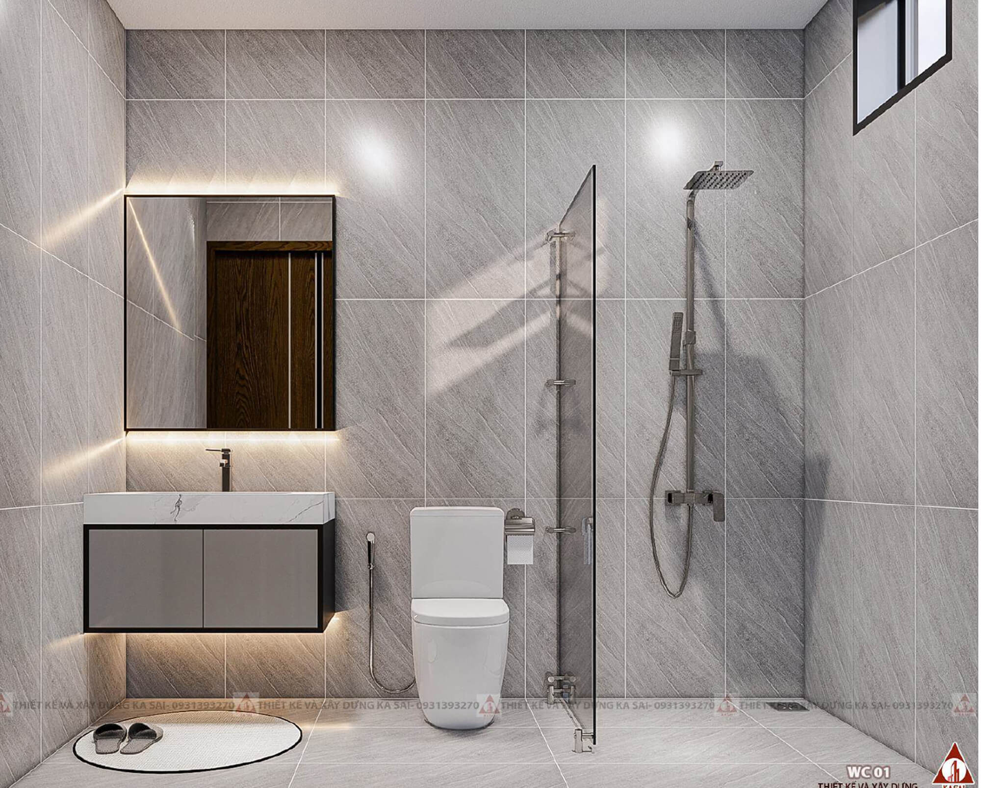 Phòng WC 7x20m thiết kế nhà ngang 7m dài 20m