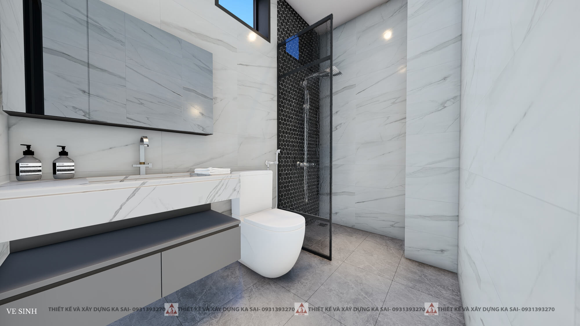 Phòng wc mẫu nhà 2 tầng 5x20 4 phòng ngủ