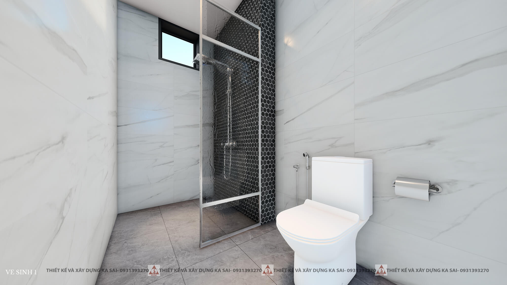 Phòng WC mẫu nhà 2 tầng mặt tiền 6m 3 phòng ngủ