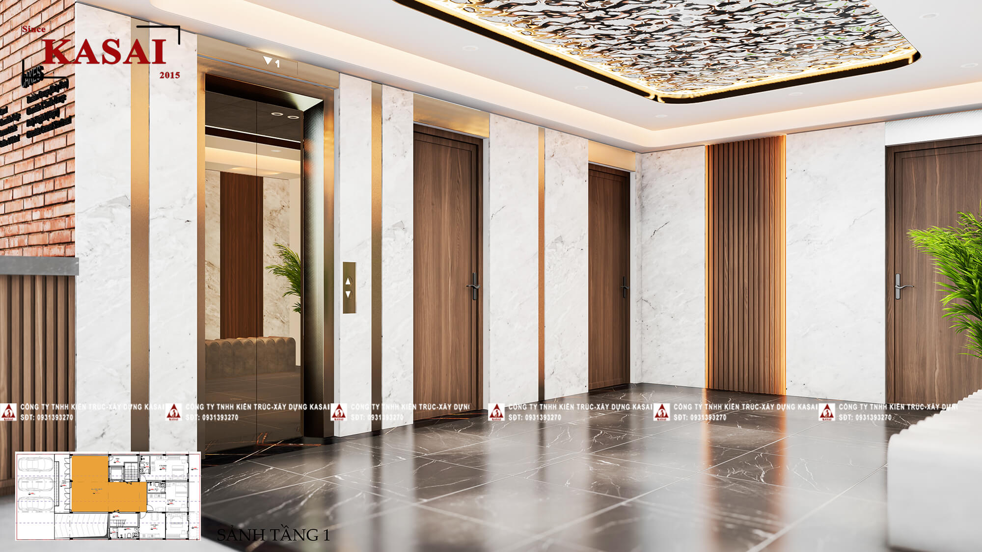 Sảnh tầng 1 căn hộ cho thuê Apartment