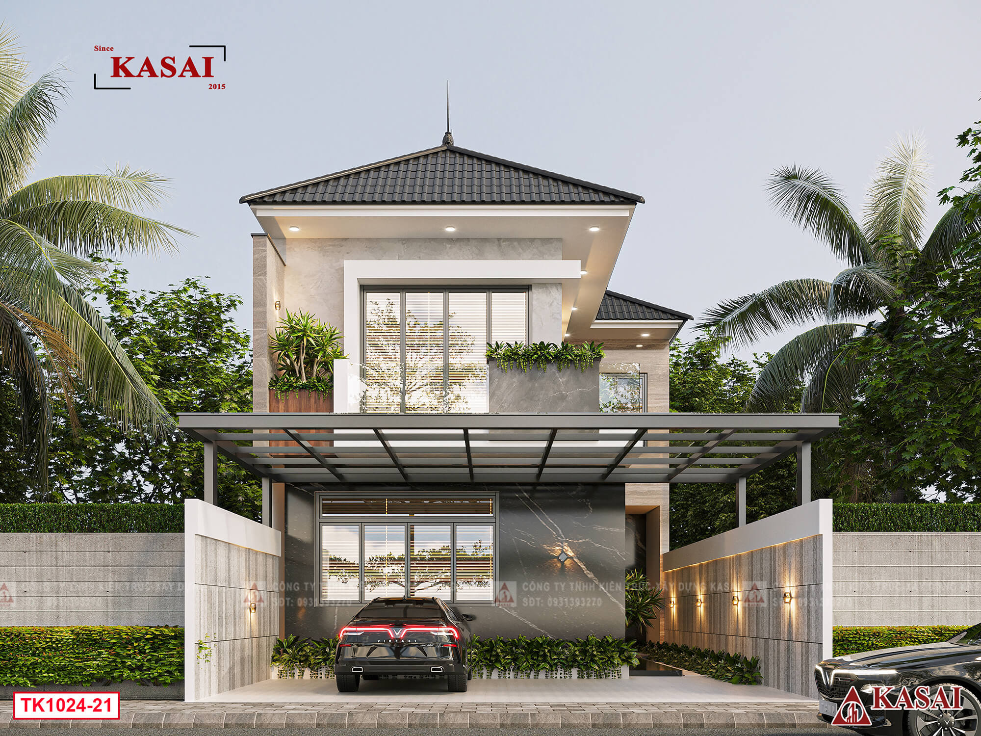 Thiết kế nhà 7m dài 15m 2 tầng mái Nhật