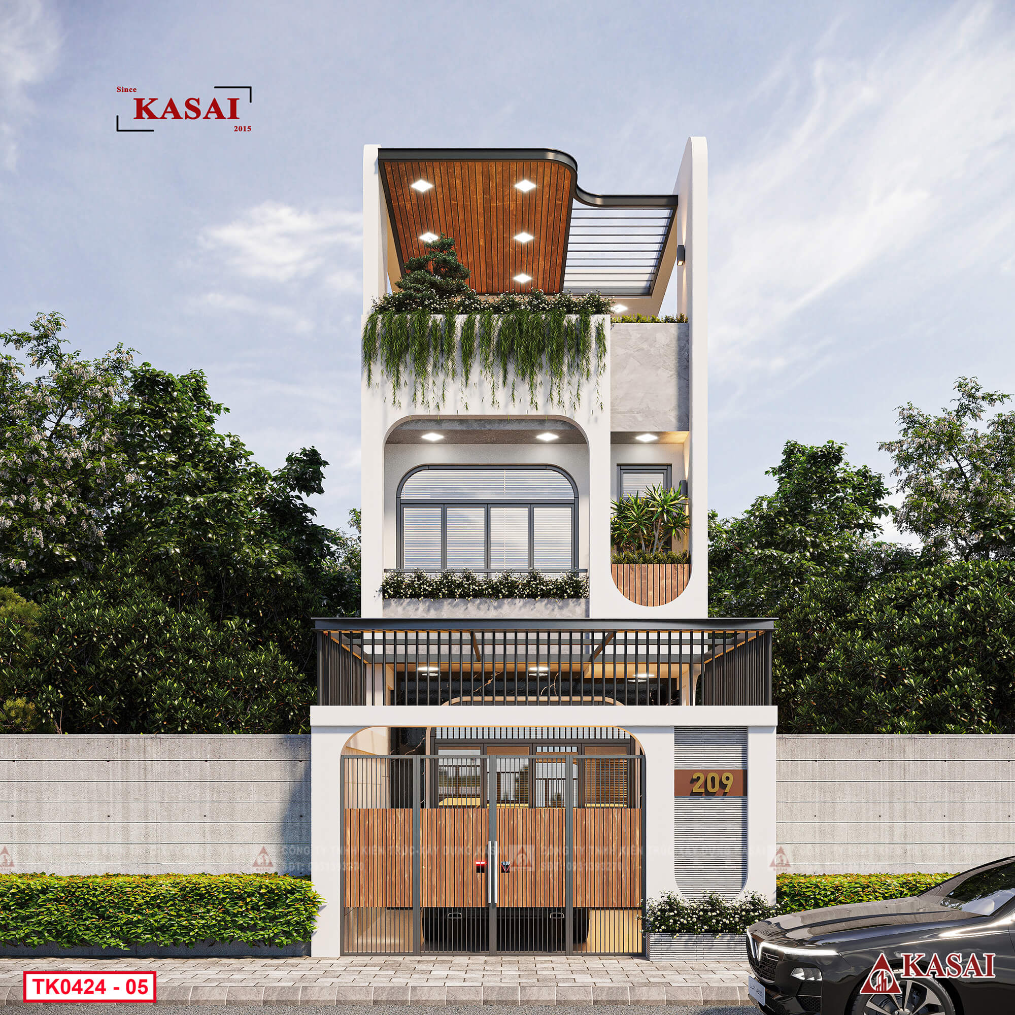 Thiết kế nhà ống 3 tầng có giếng trời diện tích 5x20m đẹp V’s House