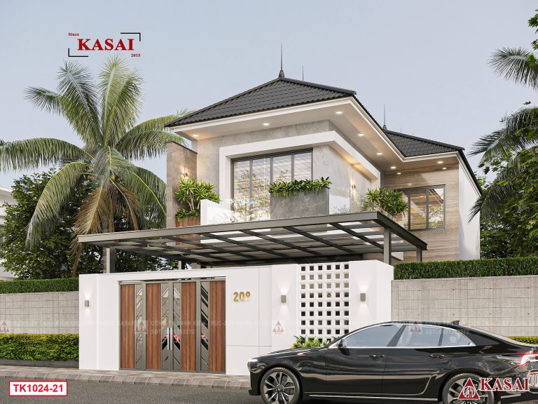 Thiết kế nhà rộng 7m dài 15m 2 tầng mái Nhật