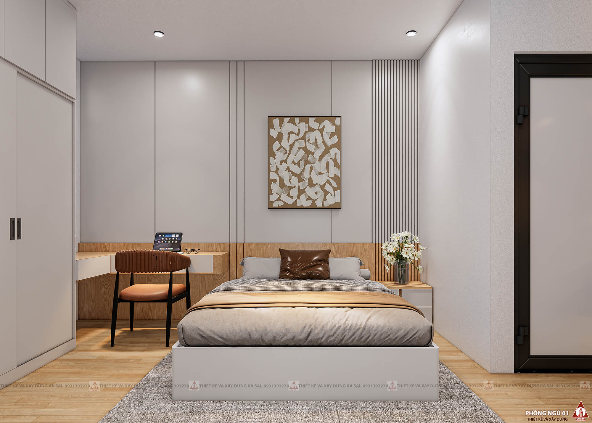 Thiết kế phòng ngủ 1 nhà rộng 7m dài 15m 2 tầng mái Nhật