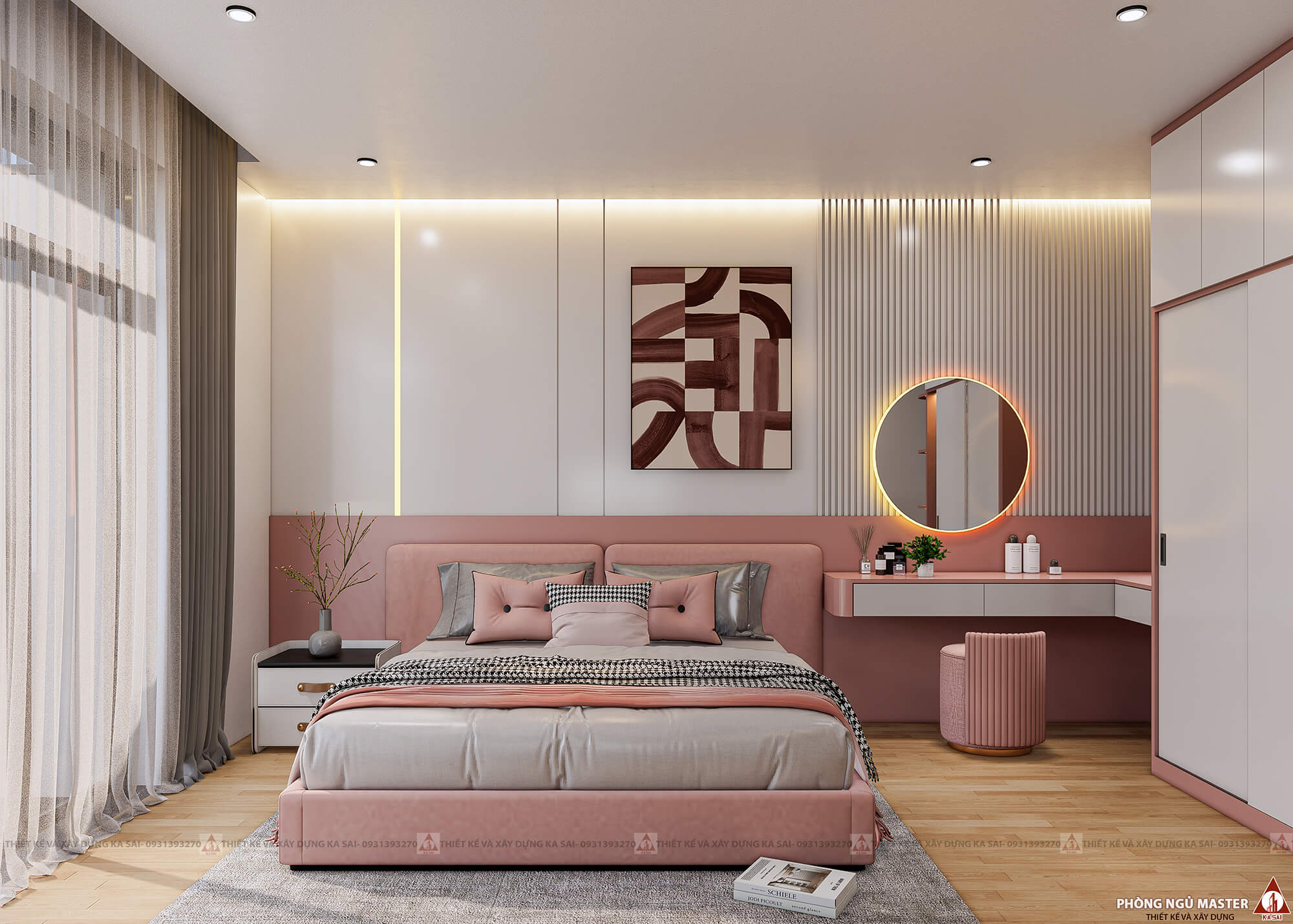 Thiết kế phòng ngủ 2 nhà rộng 7m dài 15m 2 tầng mái Nhật