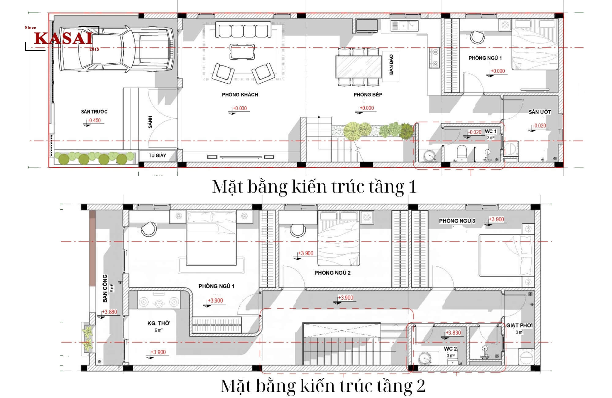 80m2 bản vẽ nhà 2 tầng 4 phòng ngủ