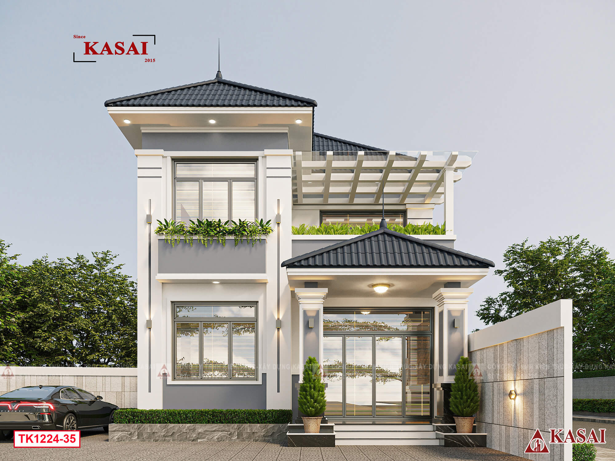 8x12m nhà 2 tầng mái nhật hiện đại đẹp không góc chết