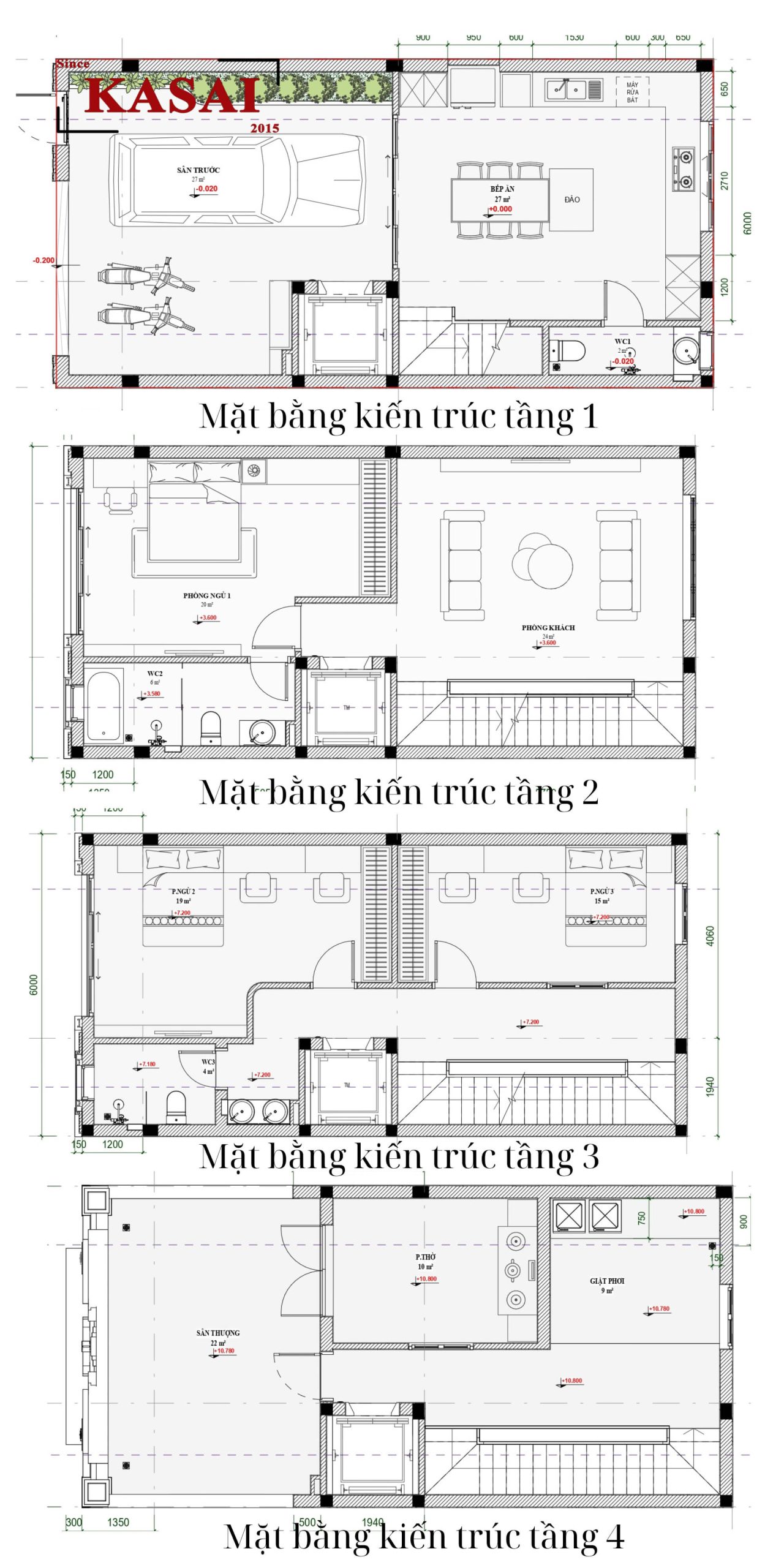 Bản vẽ thiết kế mẫu nhà tân cổ điển 6x12m 4 tầng