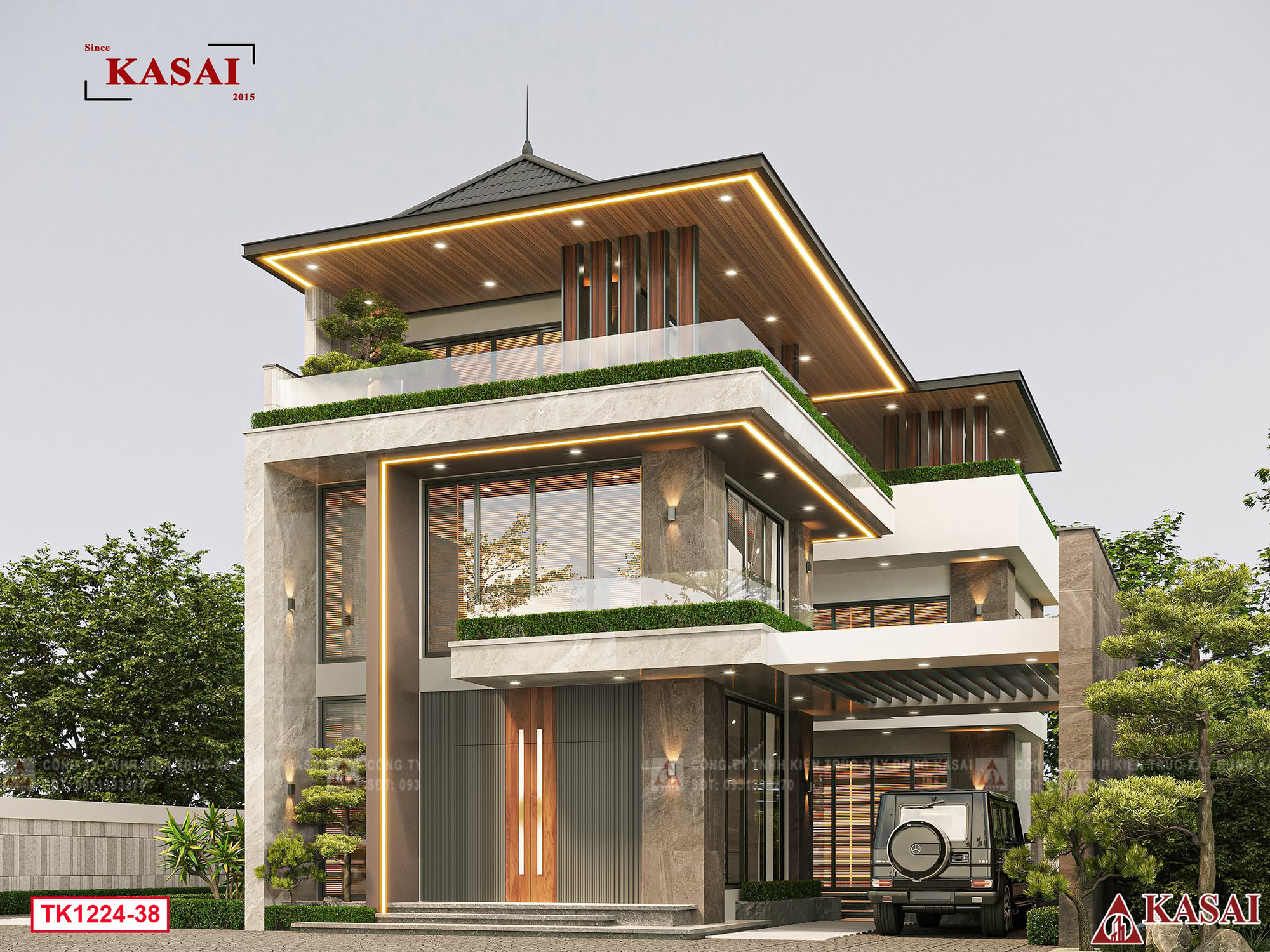 Biệt thự 3 tầng 200m2 hiện đại