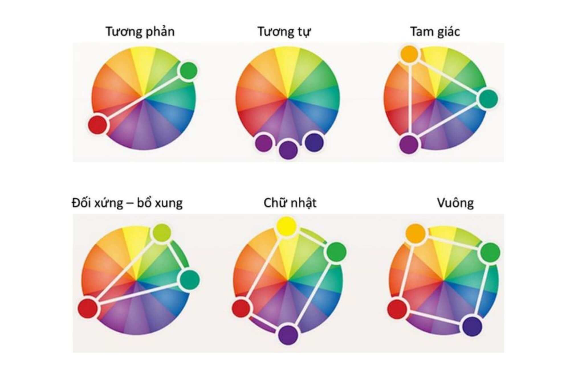 Cách phối màu gạch ốp tường phòng khách theo bánh xe màu sắc