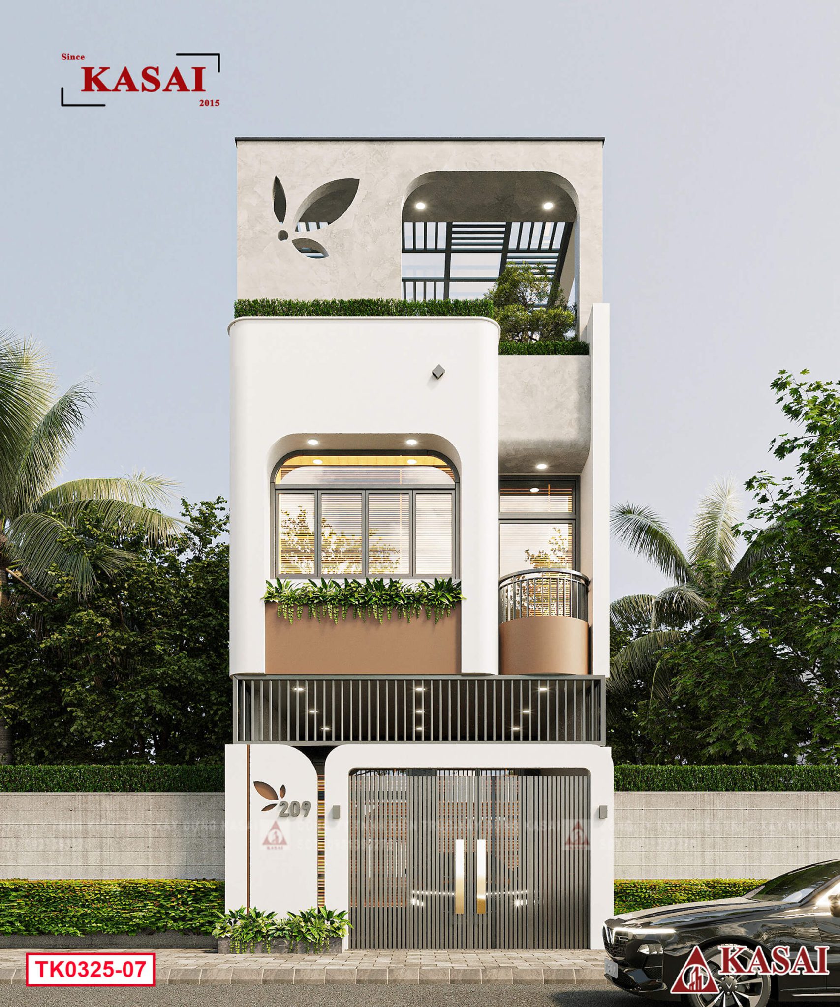 Mẫu nhà 3 tầng 5x16m có thang máy