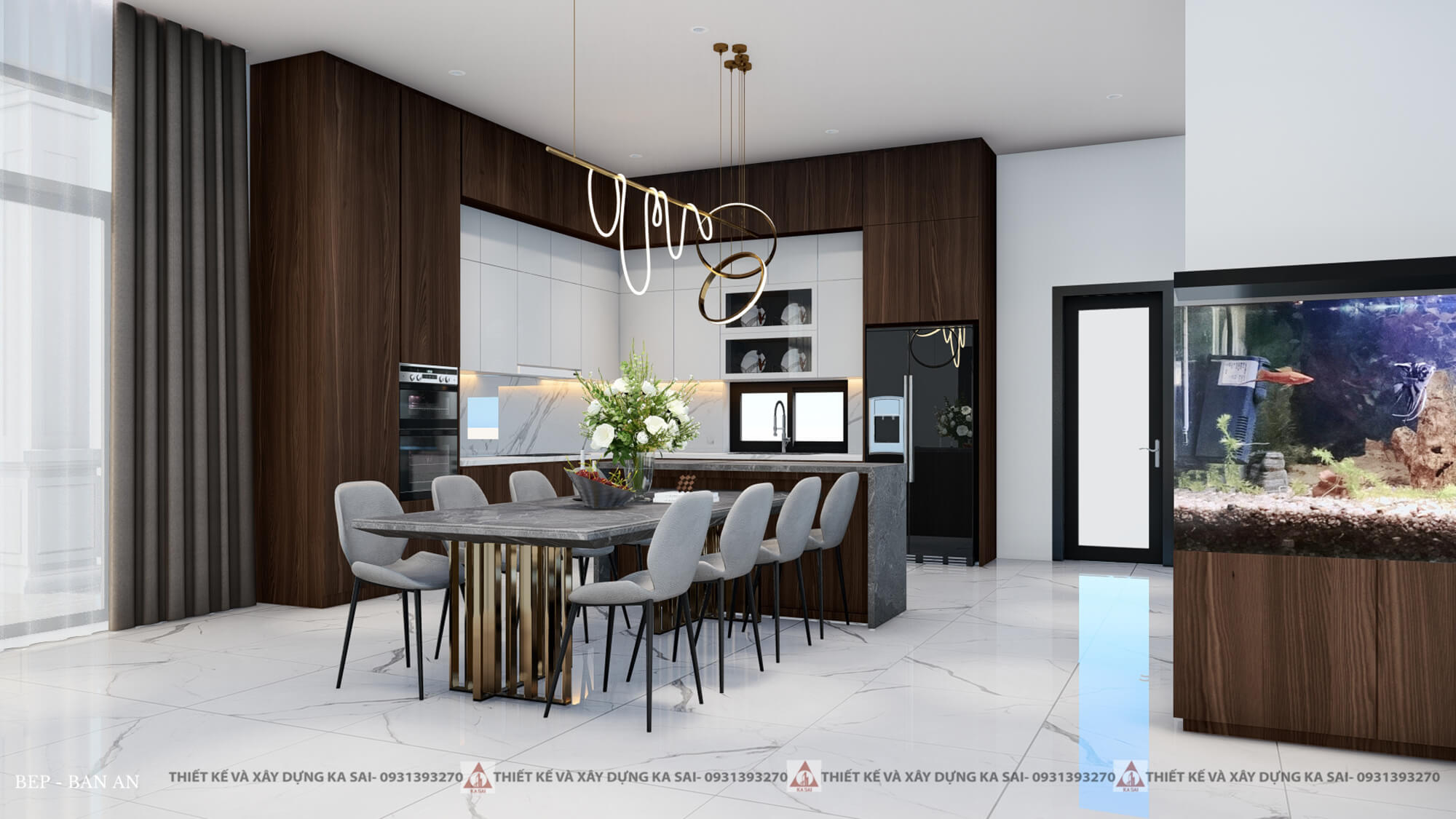Phòng bếp nhà 1 tầng 4 phòng ngủ 150m2
