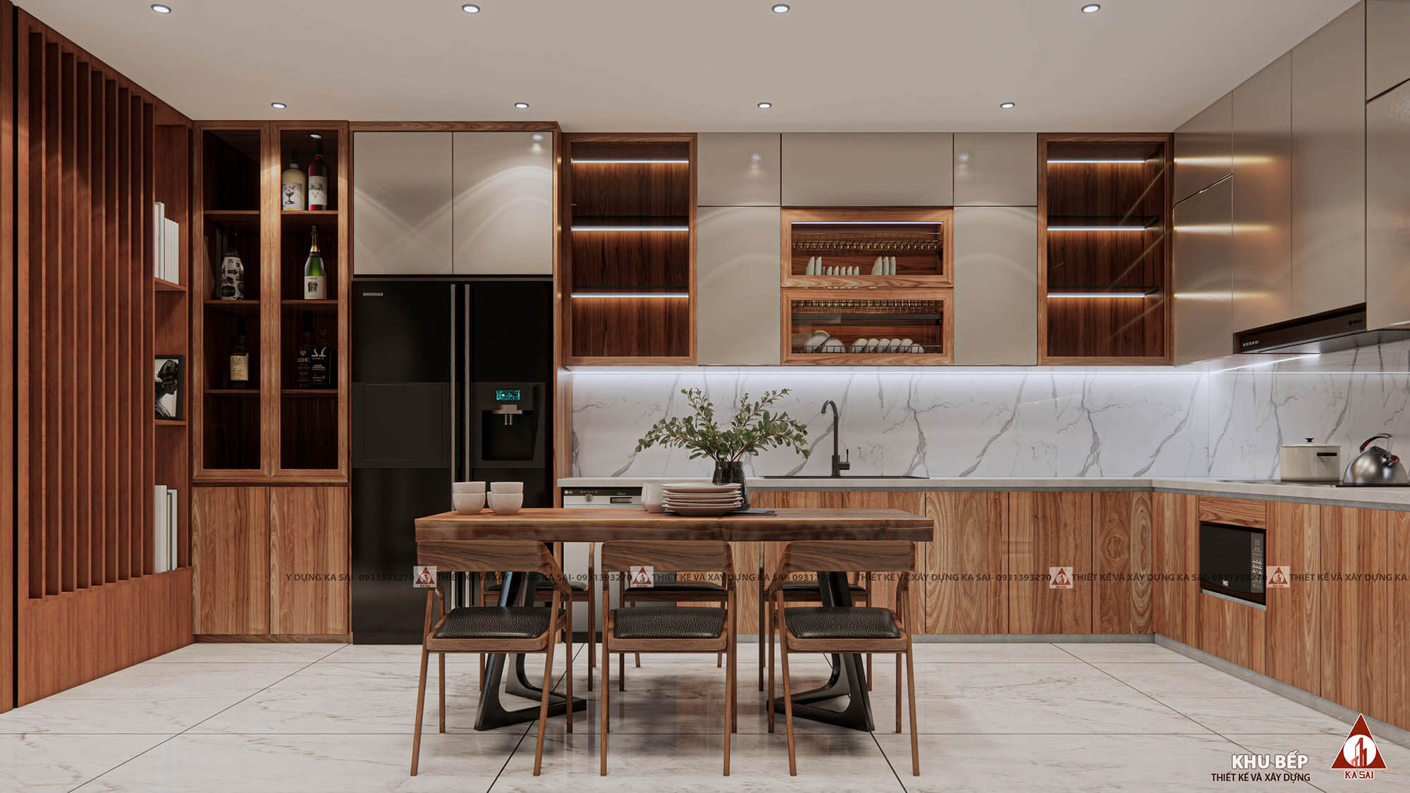 Phòng bếp nhà 2 tầng 4 phòng ngủ 80m2