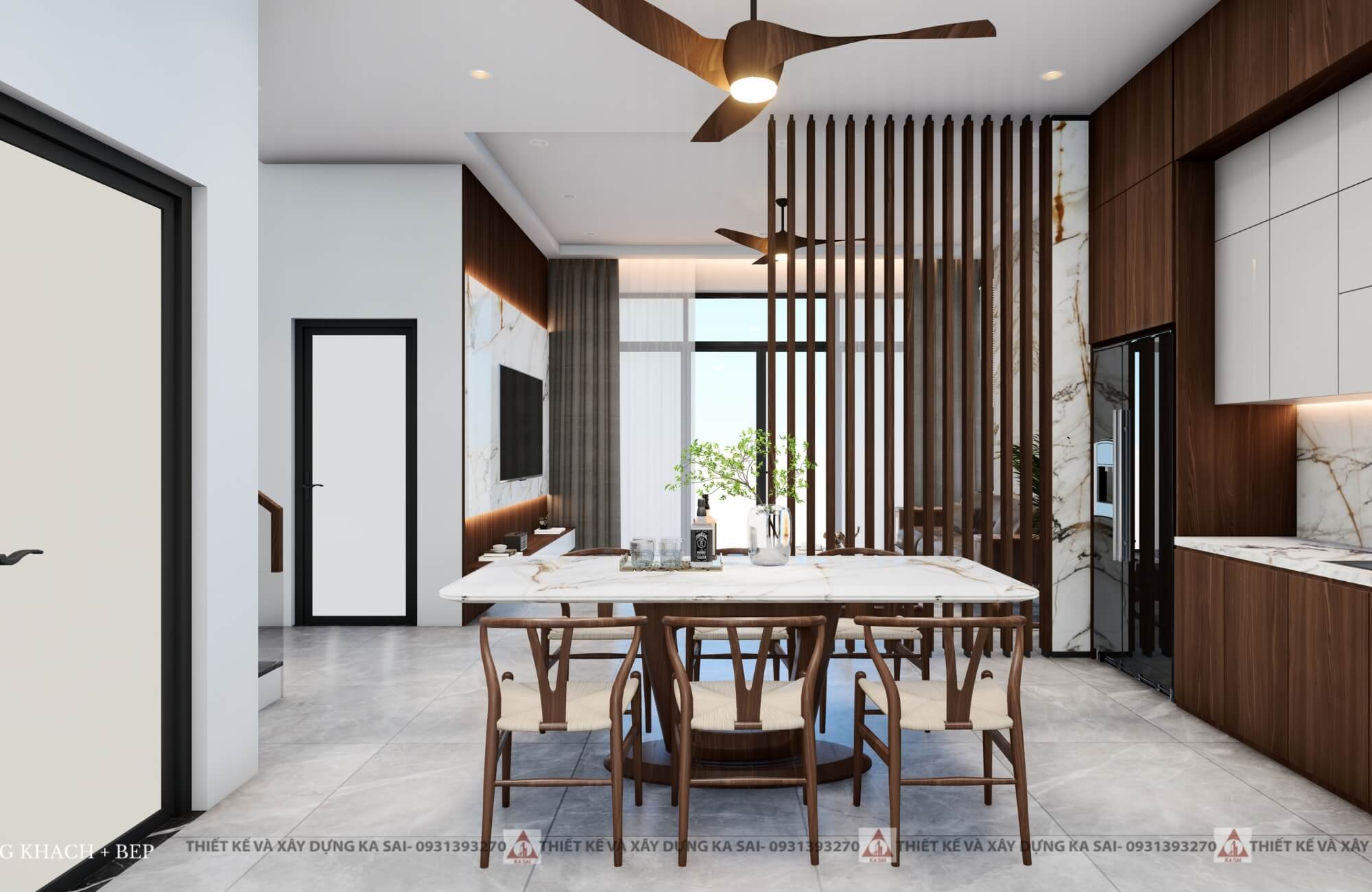 Phòng bếp nhà 2 tầng 8x10