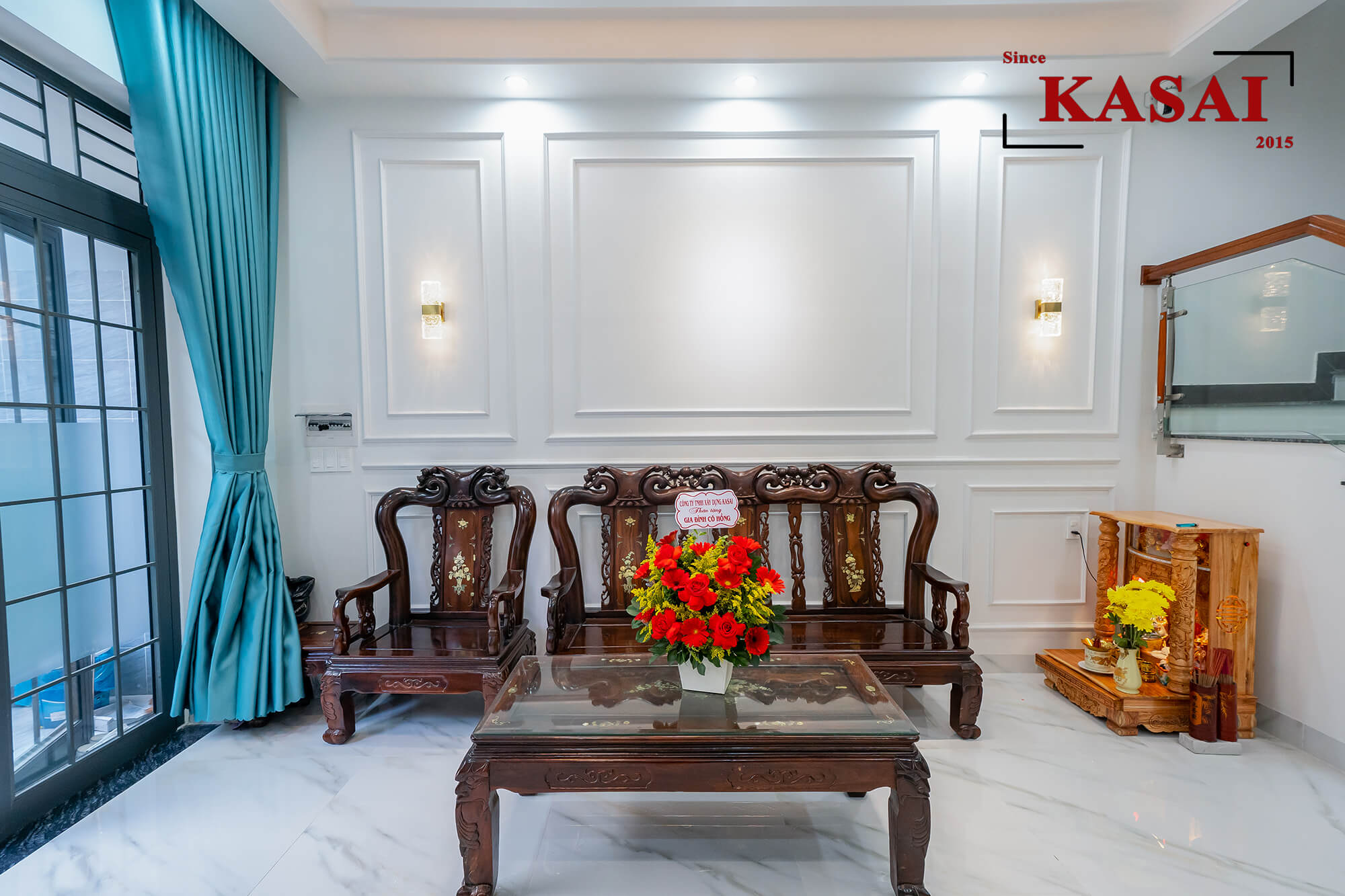 Phòng khách nhà 3 tầng cô Hồng