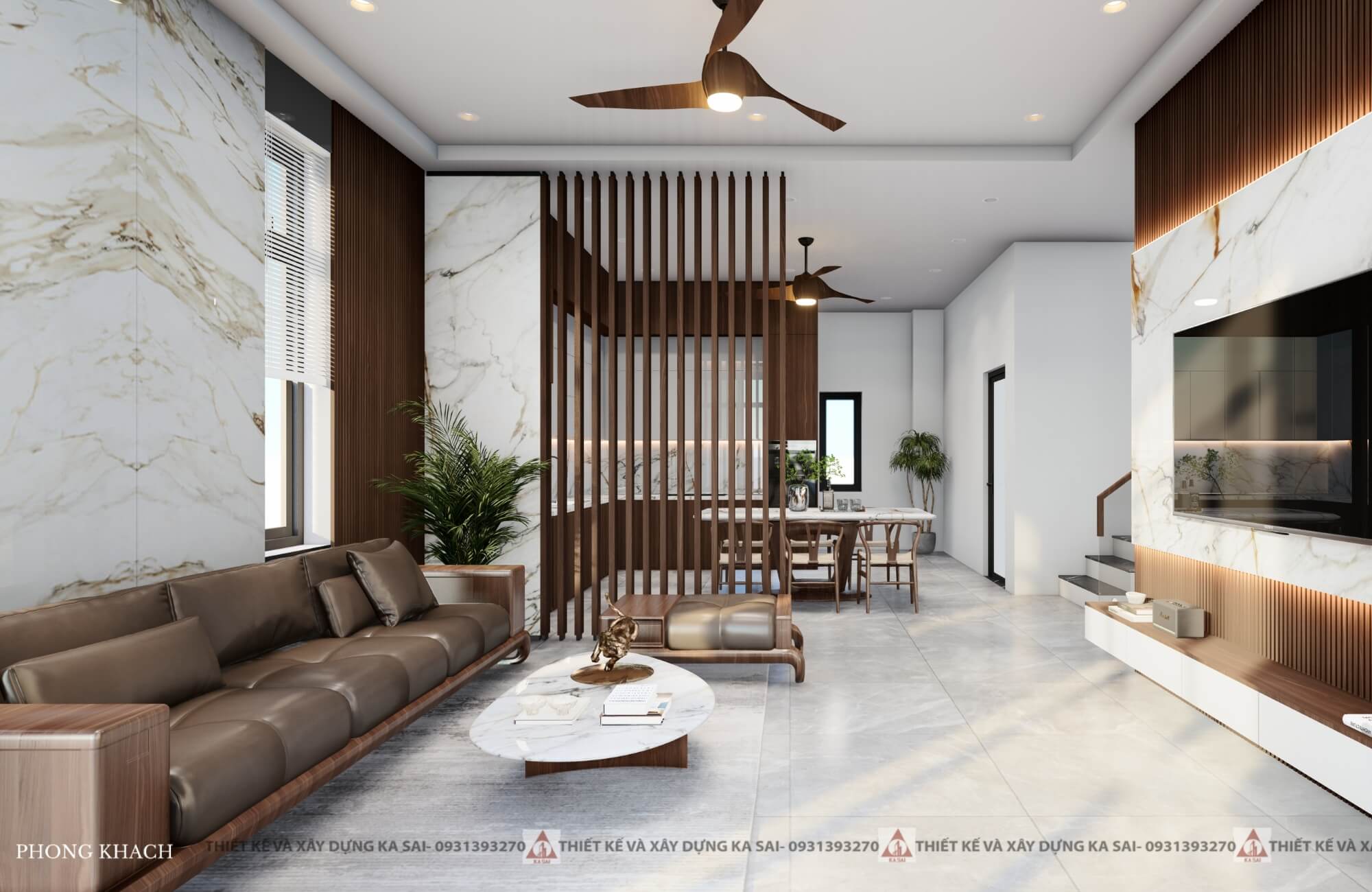 Phòng khách thiết kế nhà 2 tầng 8x10