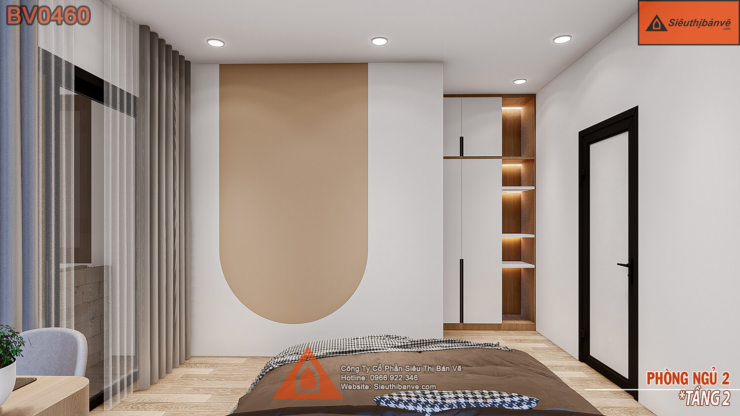 Phòng ngủ 2 mẫu nhà 4 tầng đẹp hiện đại