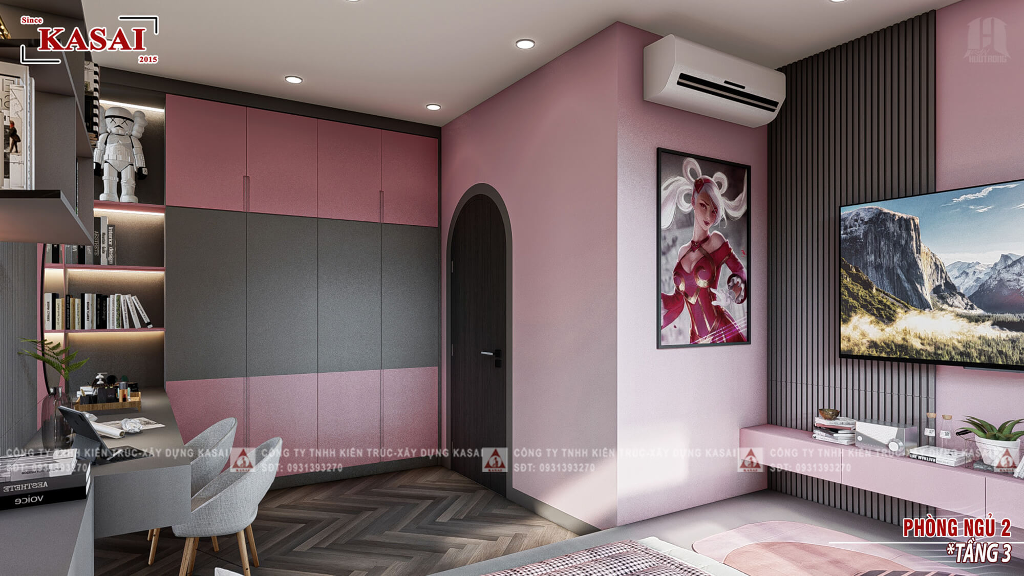 Phòng ngủ 2 nhà tân cổ điển 6x12m 4 tầng
