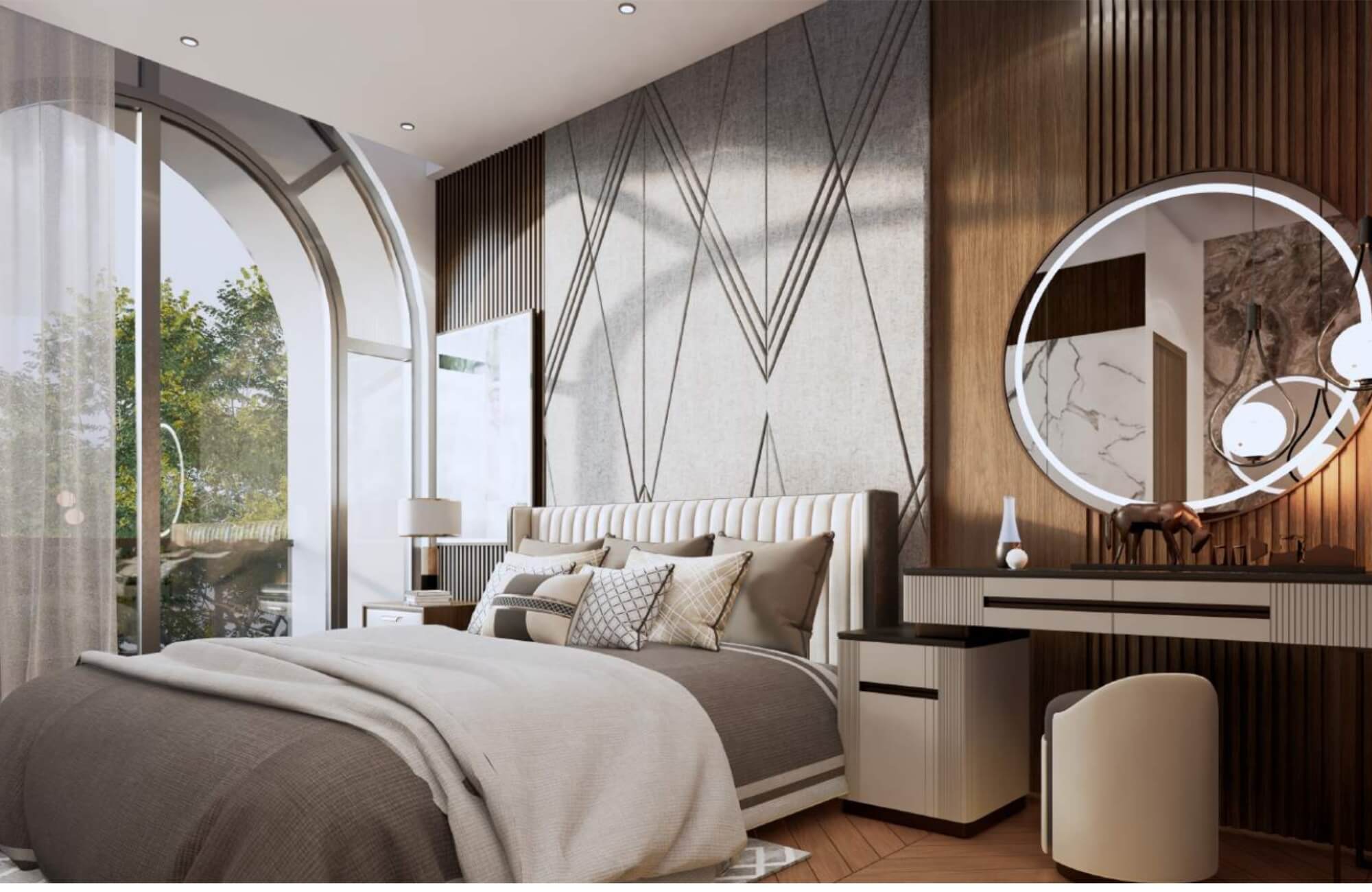 Phòng ngủ nhà 2 tầng 4 phòng ngủ 80m2