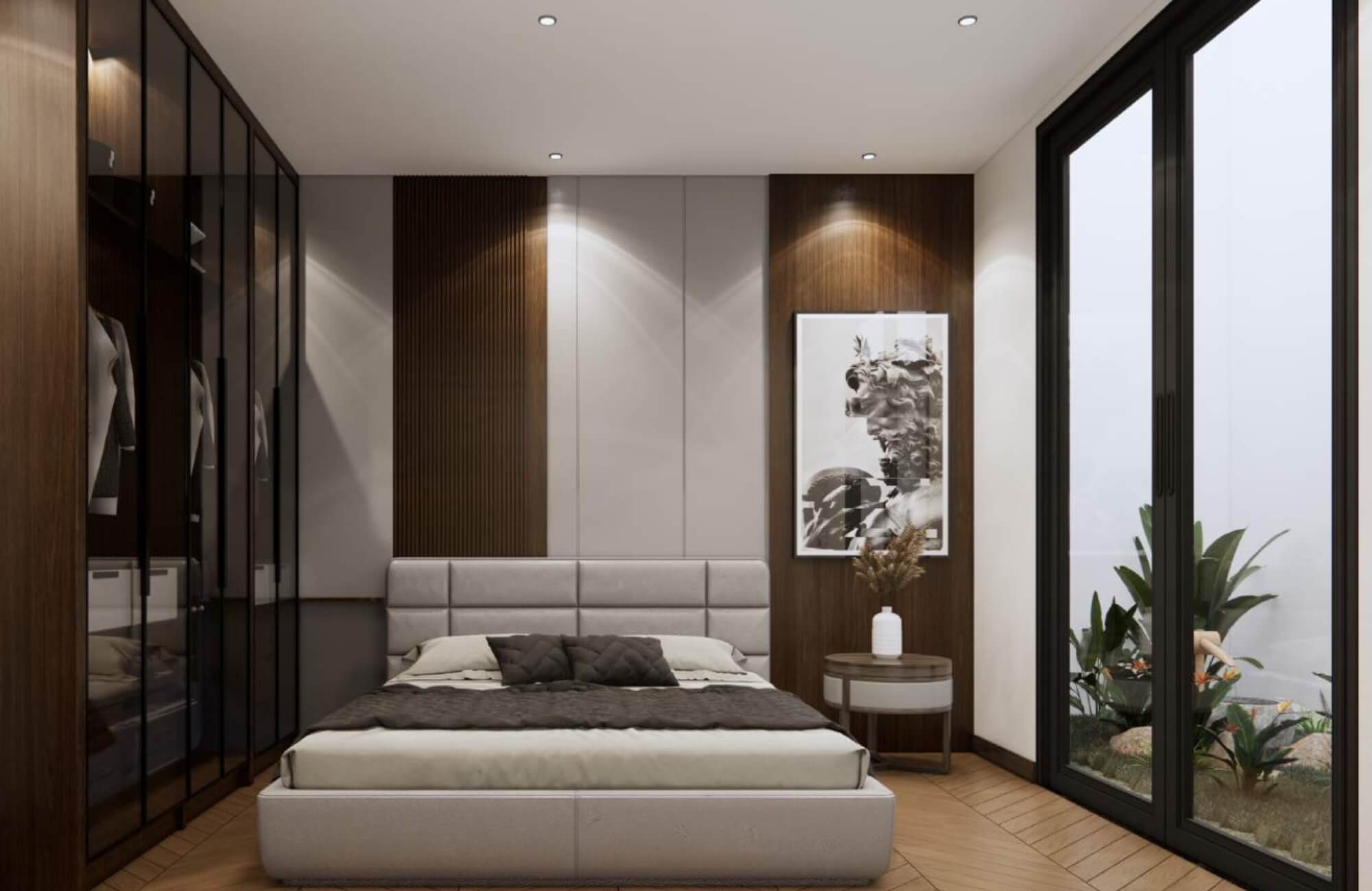Phòng ngủ nhà 2 tầng 4 phòng ngủ 80m2
