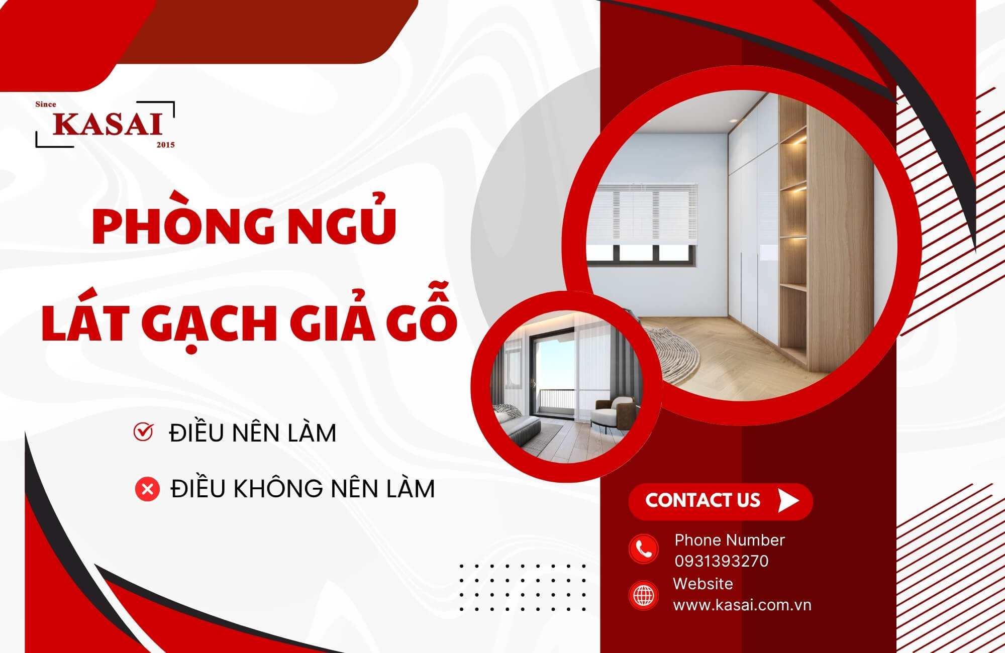 Phòng ngủ lát gạch giả gỗ
